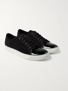 Lanvin Suede and Patent Leather Sneakers