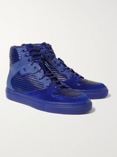 Balenciaga Panelled Leather and Suede High Top Sneakers