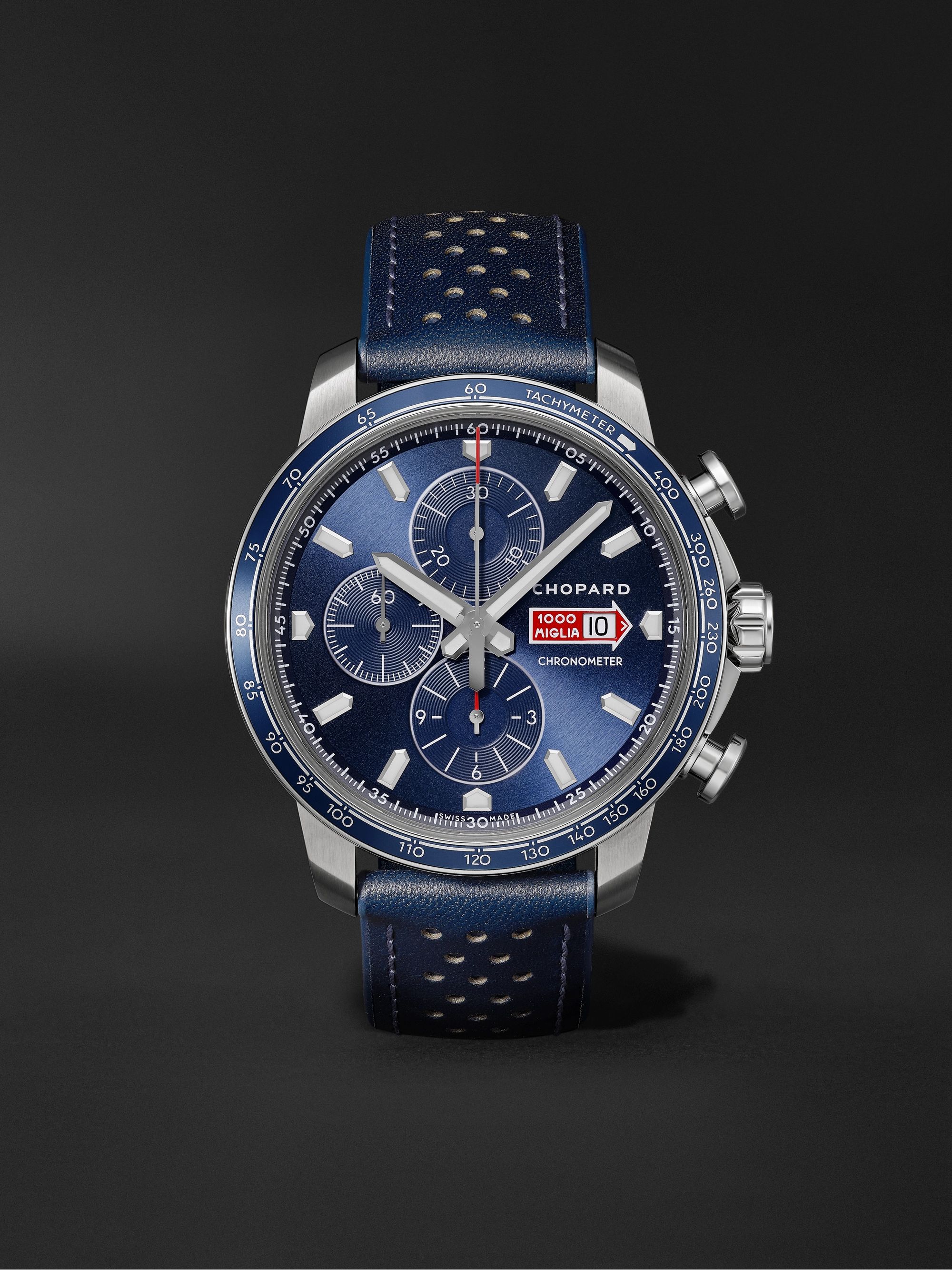 Mille Miglia GTS Azzurro Chrono Automatic Limited Edition 44mm Stainless  Steel and Leather Watch, Ref. No. 168571-3007