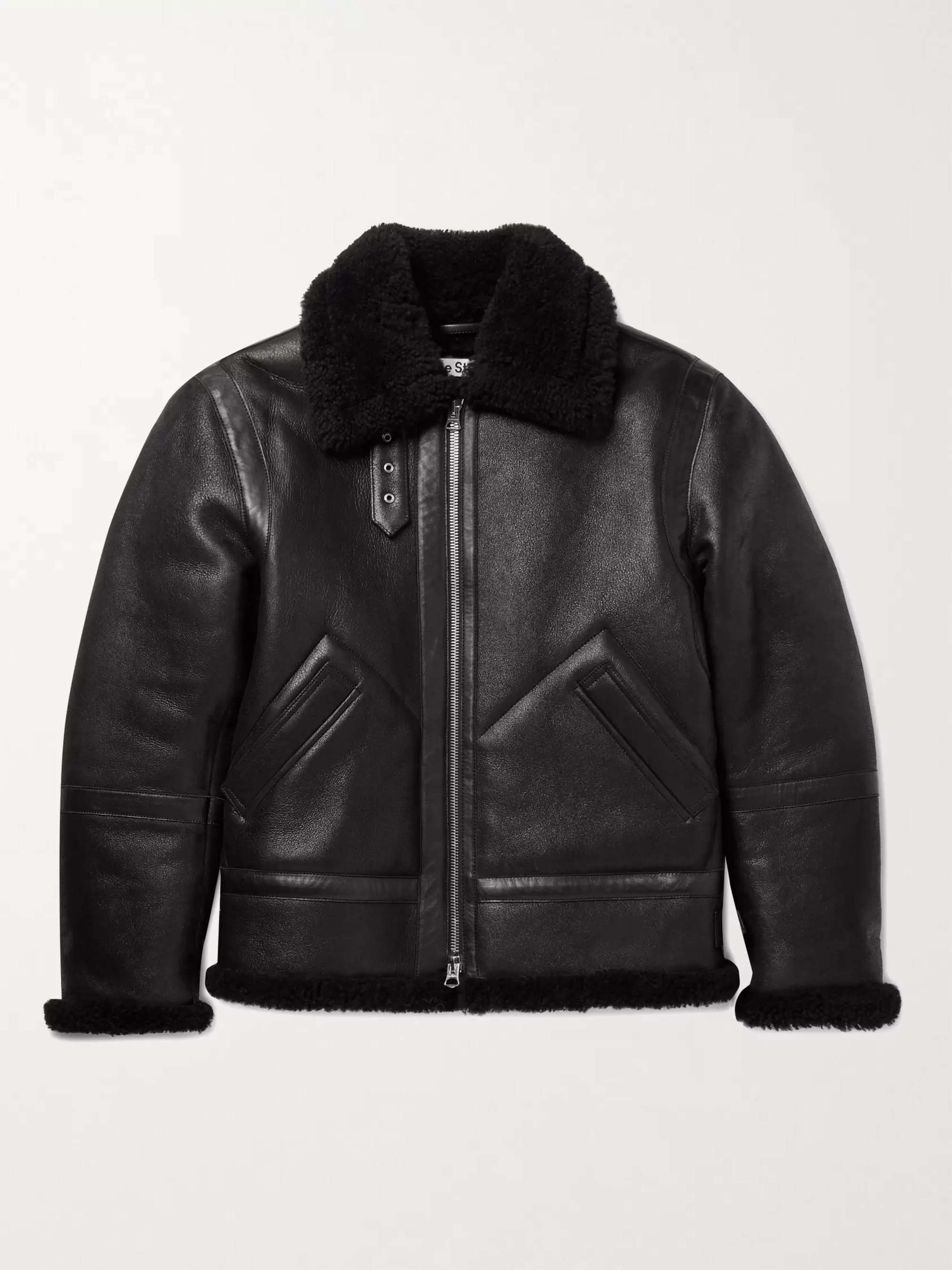 ACNE STUDIOS Shearling-Lined Full-Grain Leather Jacket for Men MR
