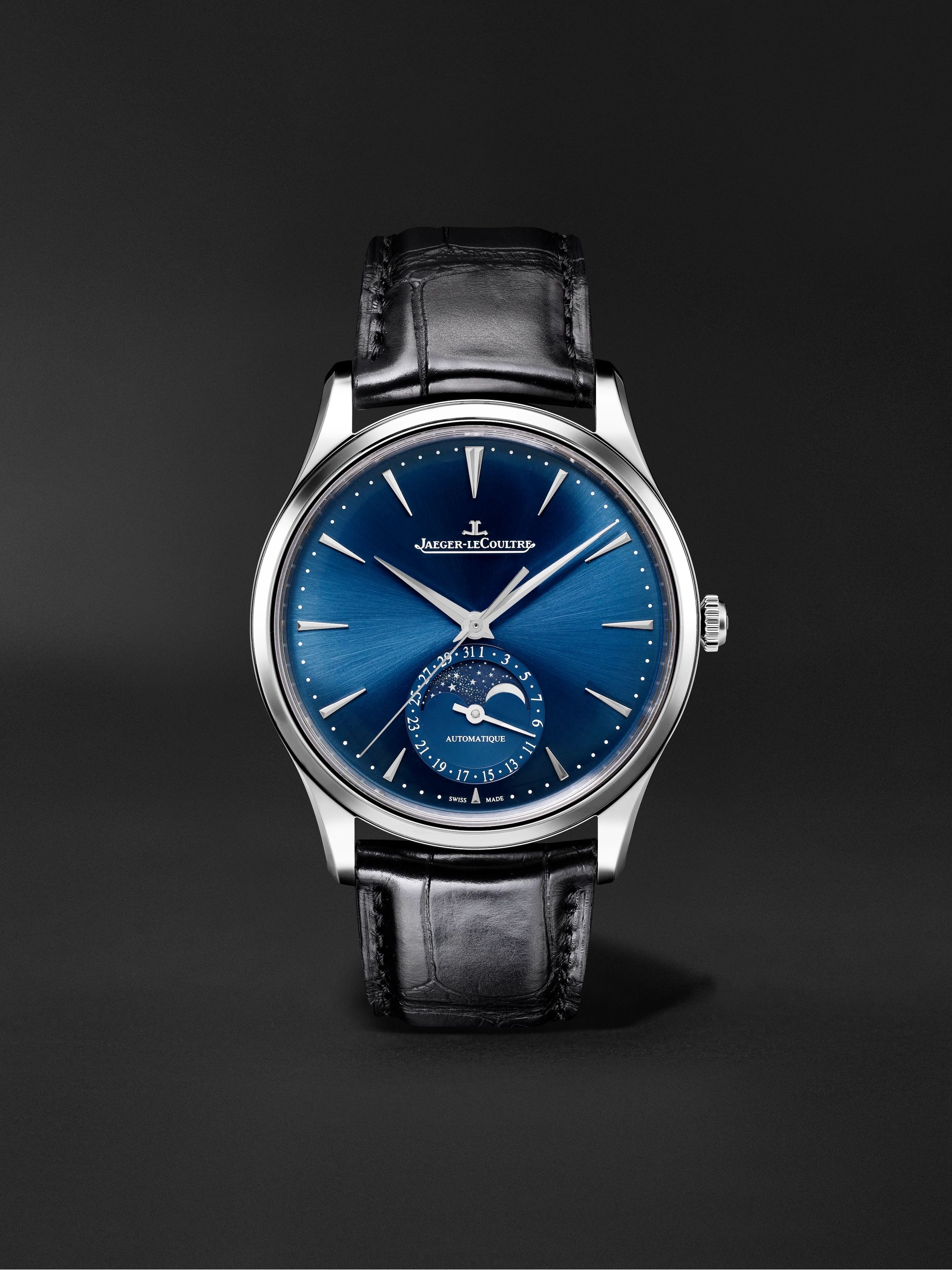 Blue Master Ultra Thin Moon Automatic 39mm Stainless Steel and Alligator  Watch, Ref. No. Q1368480 | JAEGER-LECOULTRE | MR PORTER