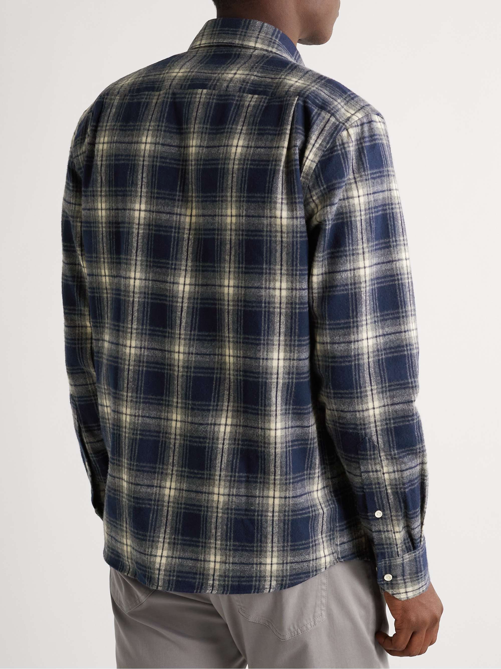 PETER MILLAR Button-Down Collar Checked Cotton-Flannel Shirt