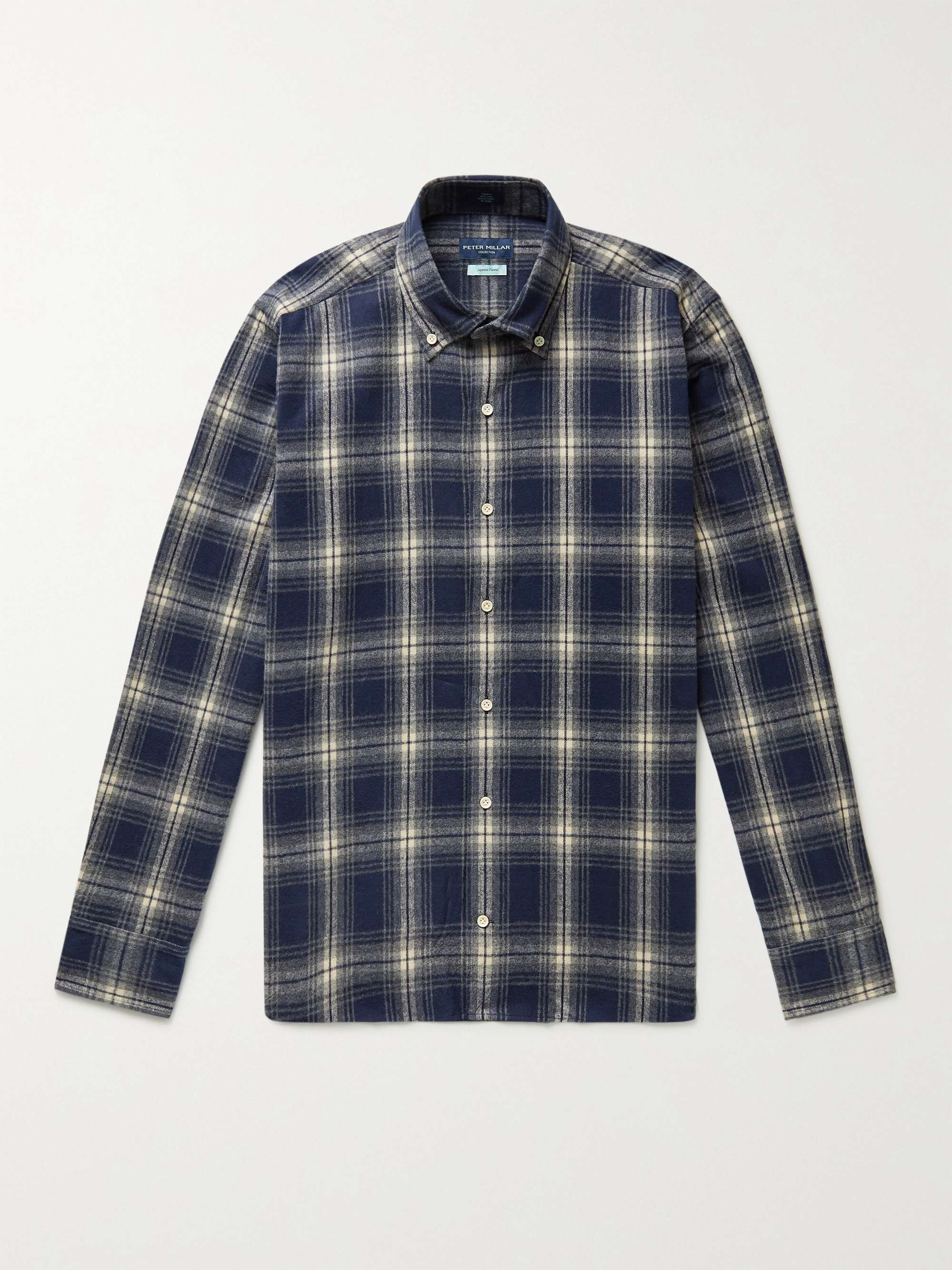 PETER MILLAR Button-Down Collar Checked Cotton-Flannel Shirt