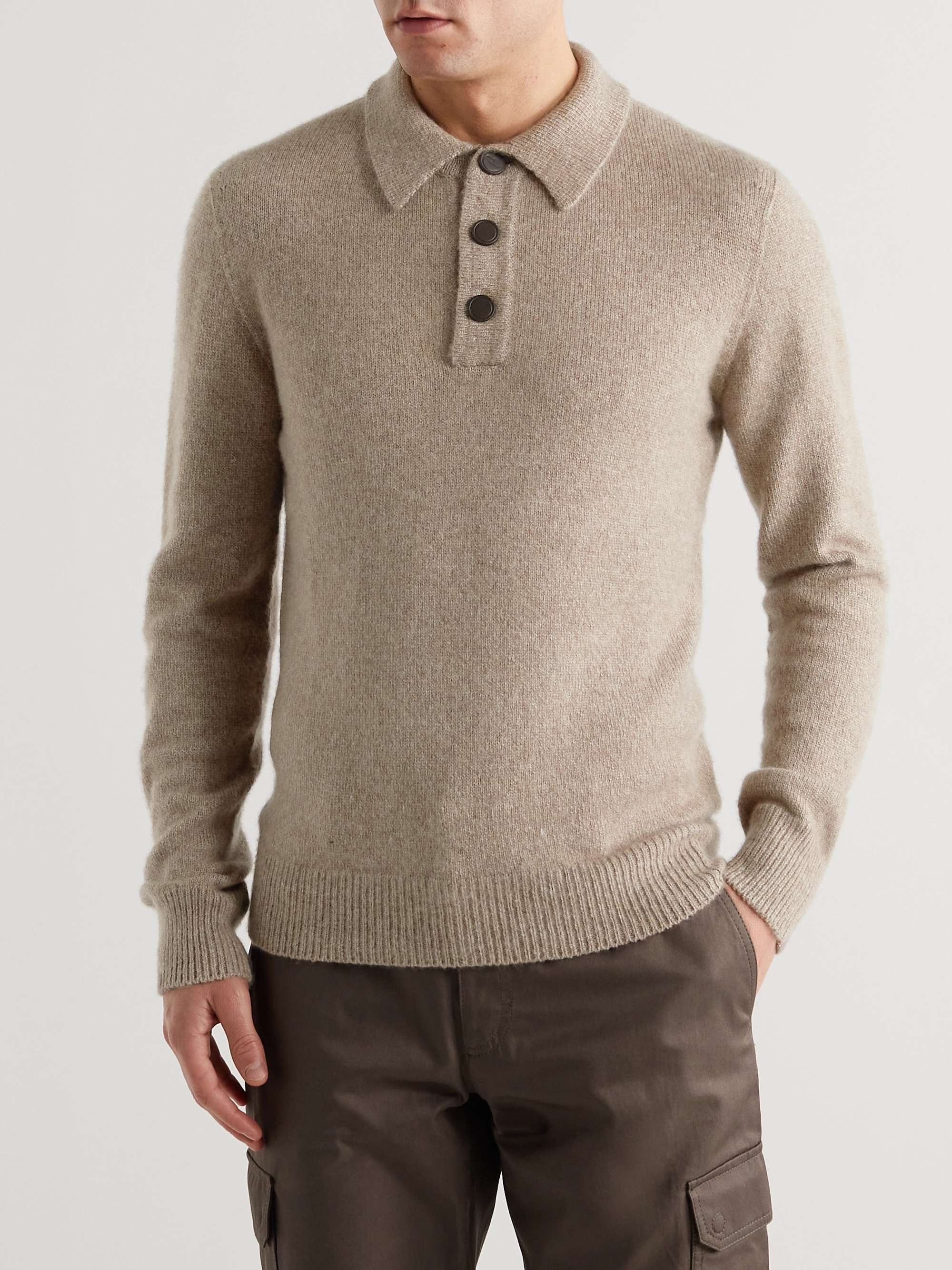 BRIONI Slim-Fit Cashmere and Silk-Blend Polo Shirt