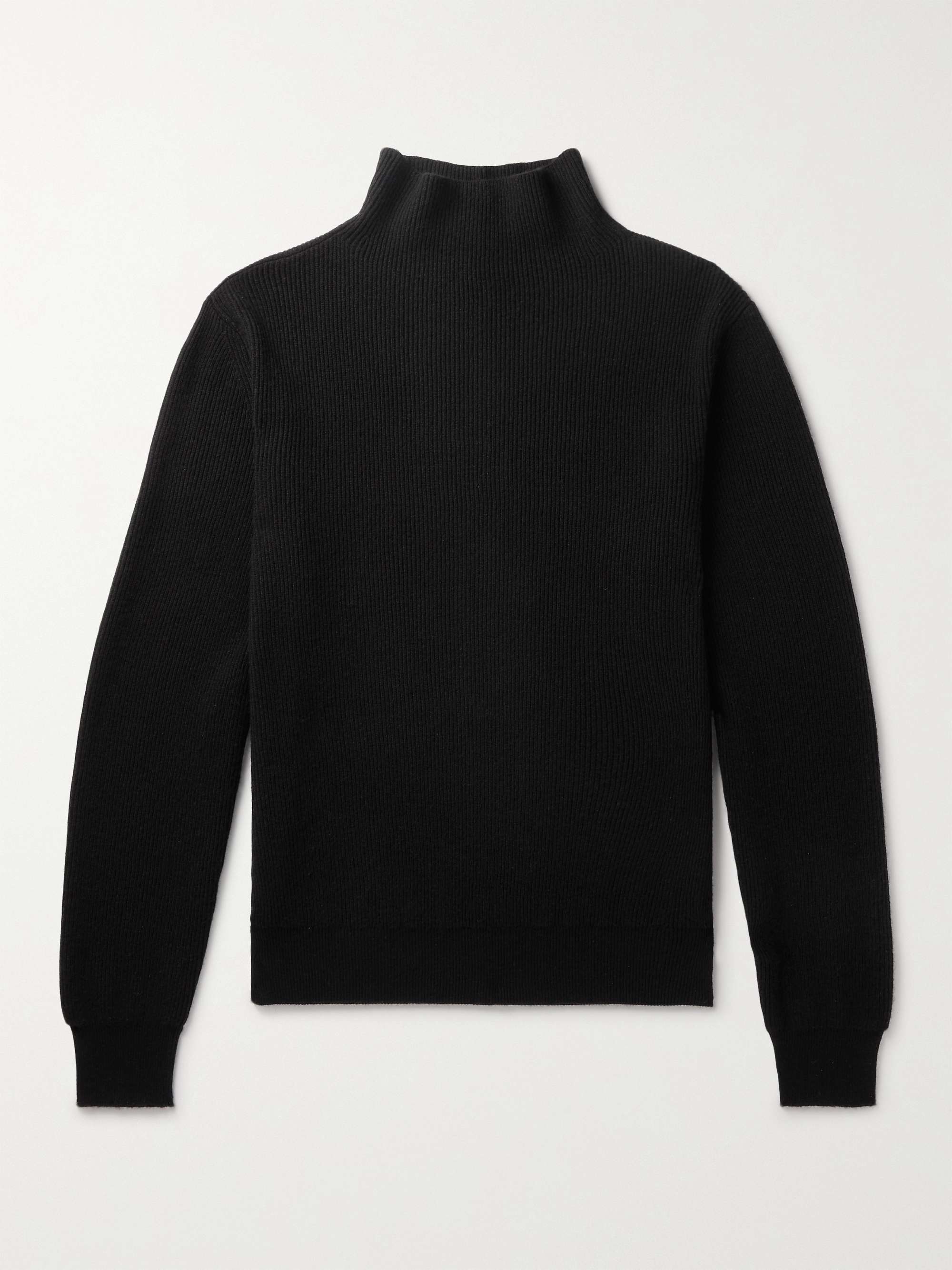 mens black cashmere mock turtleneck sweater