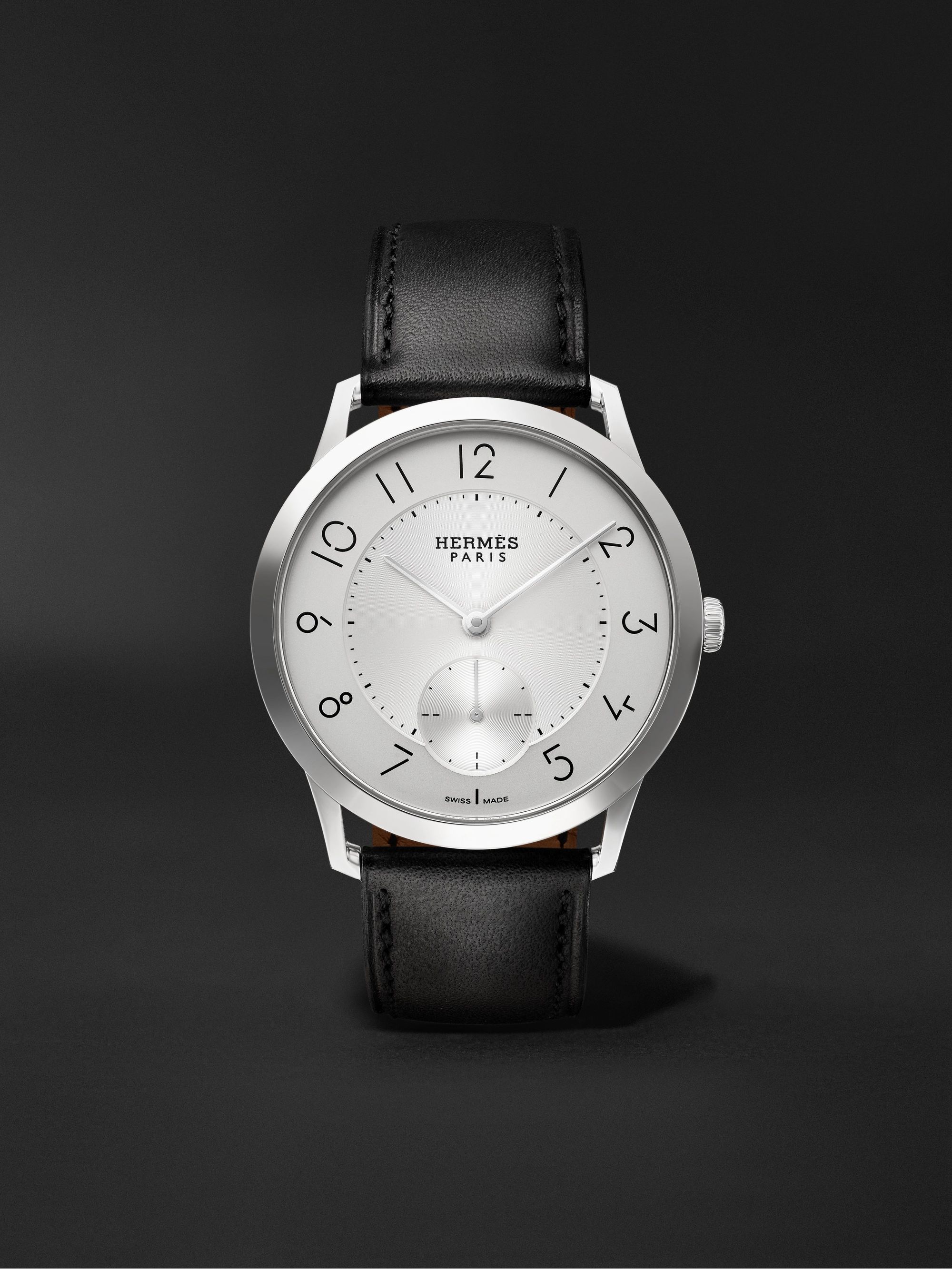 Slim d'Hermès Acier Automatic 39.5mm Stainless Steel and Leather Watch,  Ref. No. 052839WW00