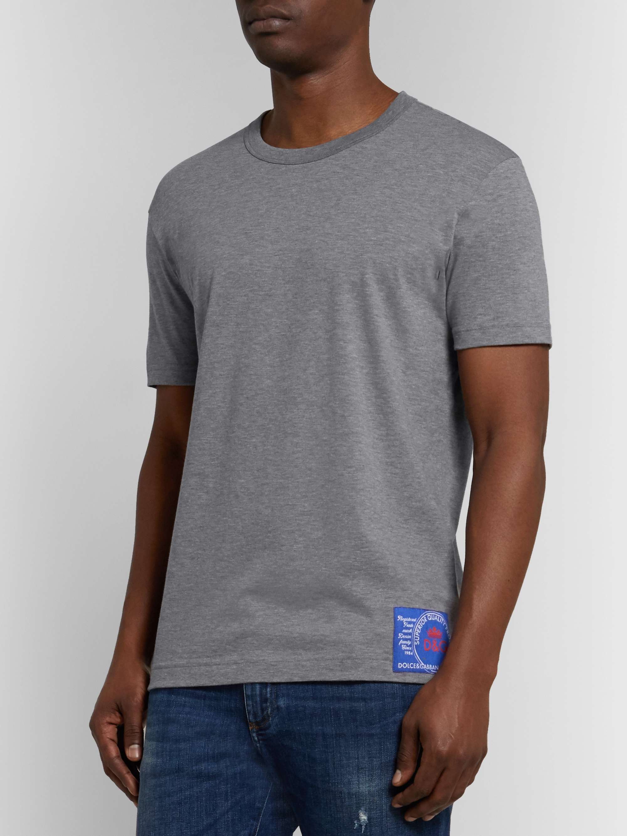 DOLCE&GABBANA Slim-Fit Logo-Appliquéd Cotton-Jersey T-Shirt