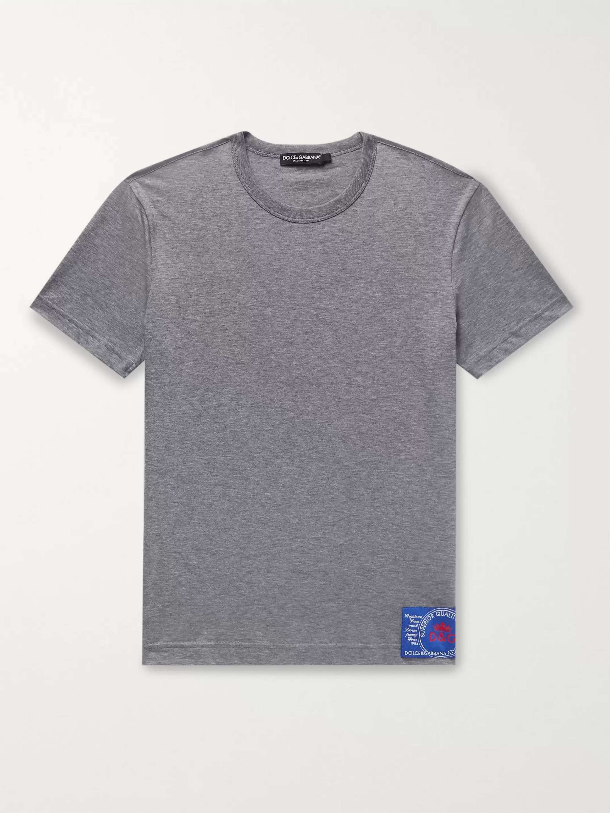 DOLCE&GABBANA Slim-Fit Logo-Appliquéd Cotton-Jersey T-Shirt