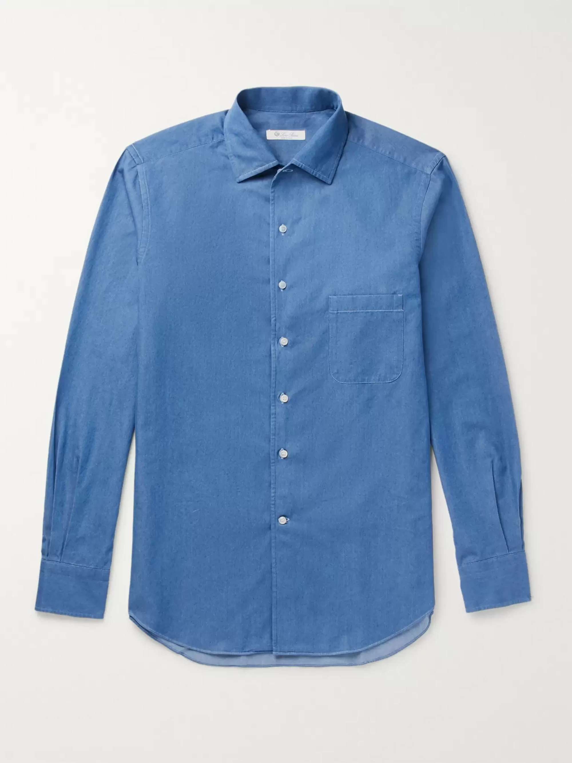 LORO PIANA Washed Cotton-Chambray Shirt
