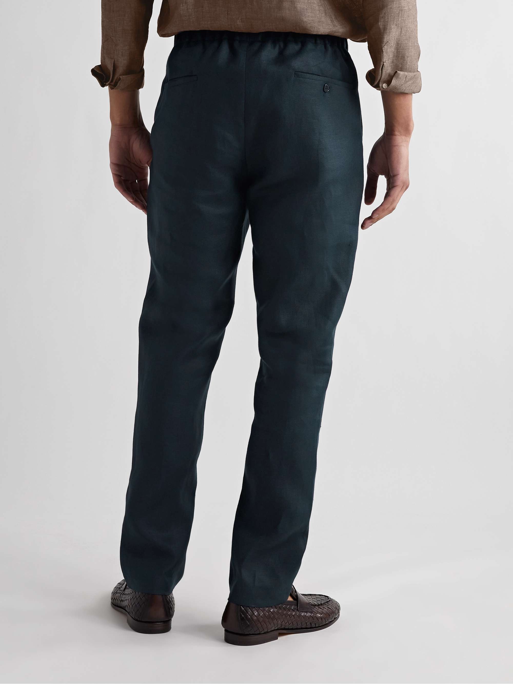 DE PETRILLO Slim-Fit Linen Drawstring Trousers