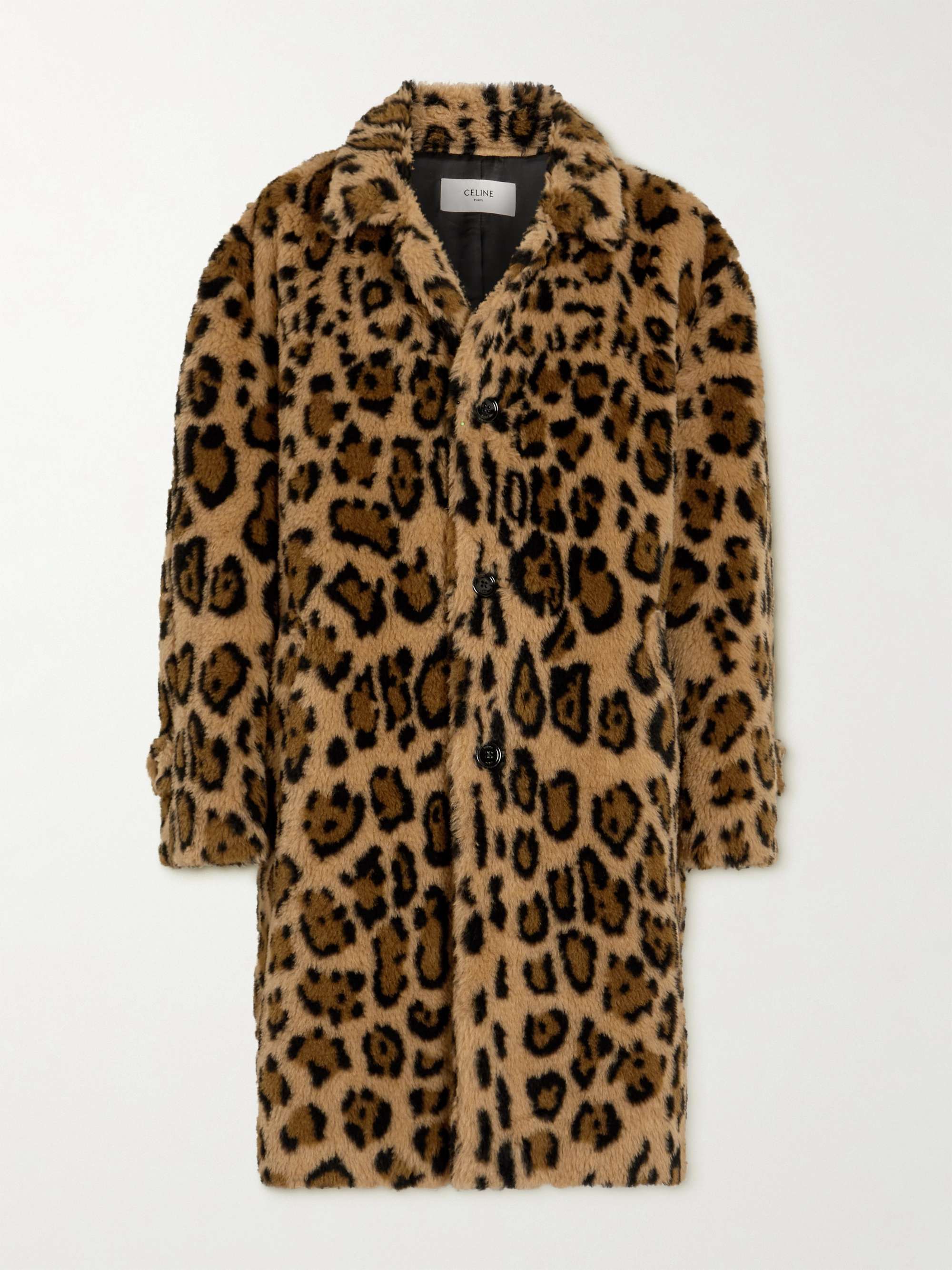 Brown Oversized Leopard-Print Alpaca, Wool and Silk-Blend Faux Fur Coat |  CELINE HOMME | MR PORTER