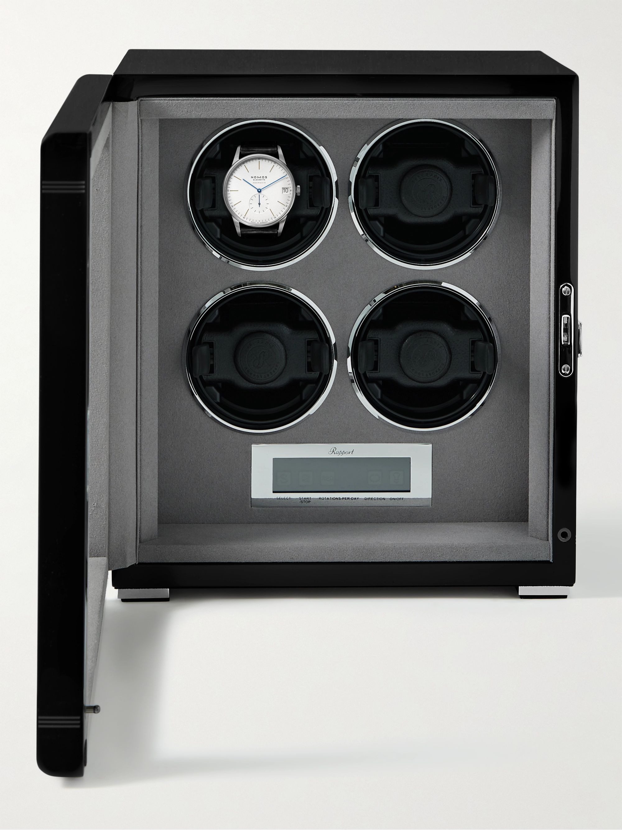 RAPPORT LONDON Formula Quad Lacquered Cedar and Glass Watch Winder