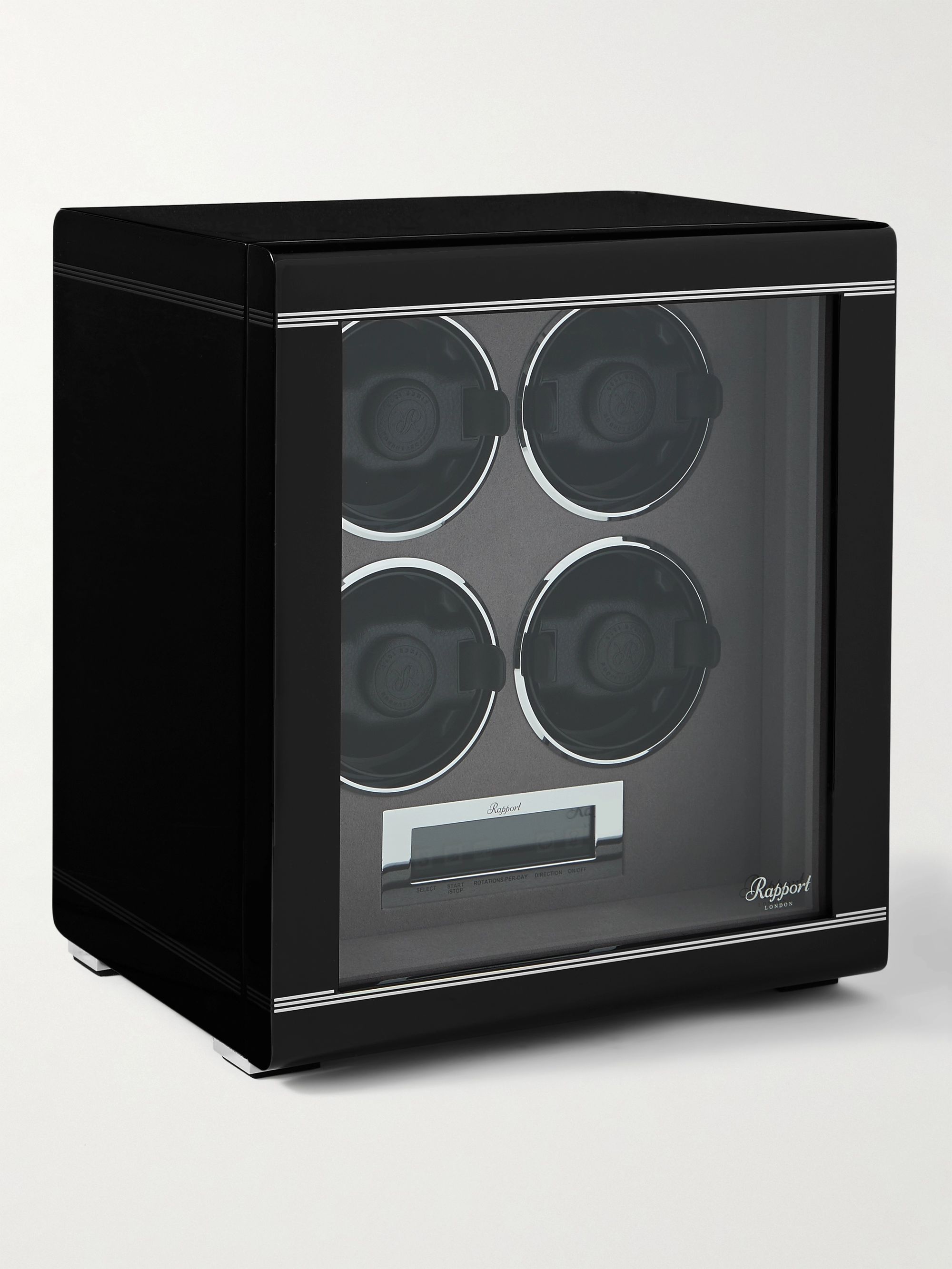 RAPPORT LONDON Formula Quad Lacquered Cedar and Glass Watch Winder
