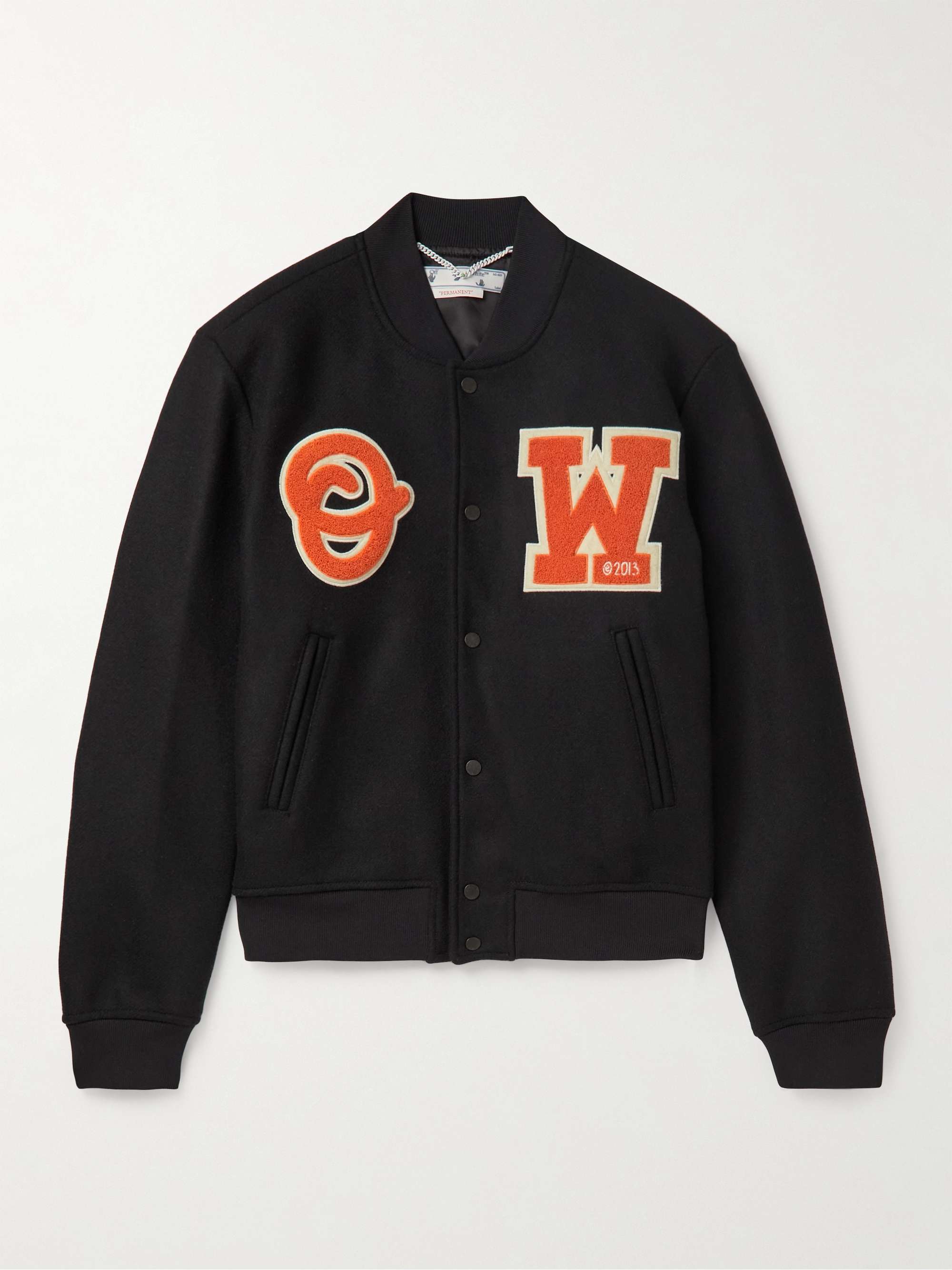 OFF-WHITE Appliquéd Wool-Blend Felt Varsity Jacket for Men | MR PORTER