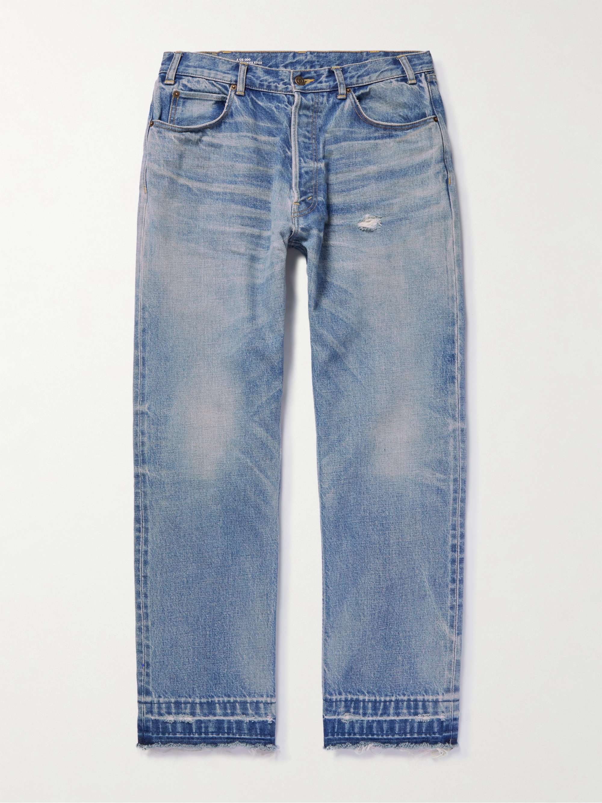 Blue Straight-Leg Distressed Jeans | MR PORTER