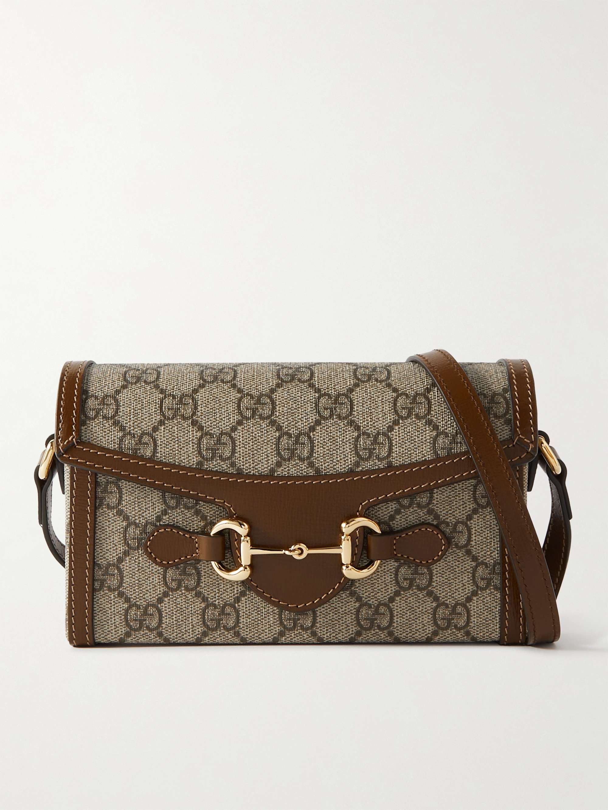 GUCCI 1955 Horsebit Shoulder Bag in Canvas with Navy Leather