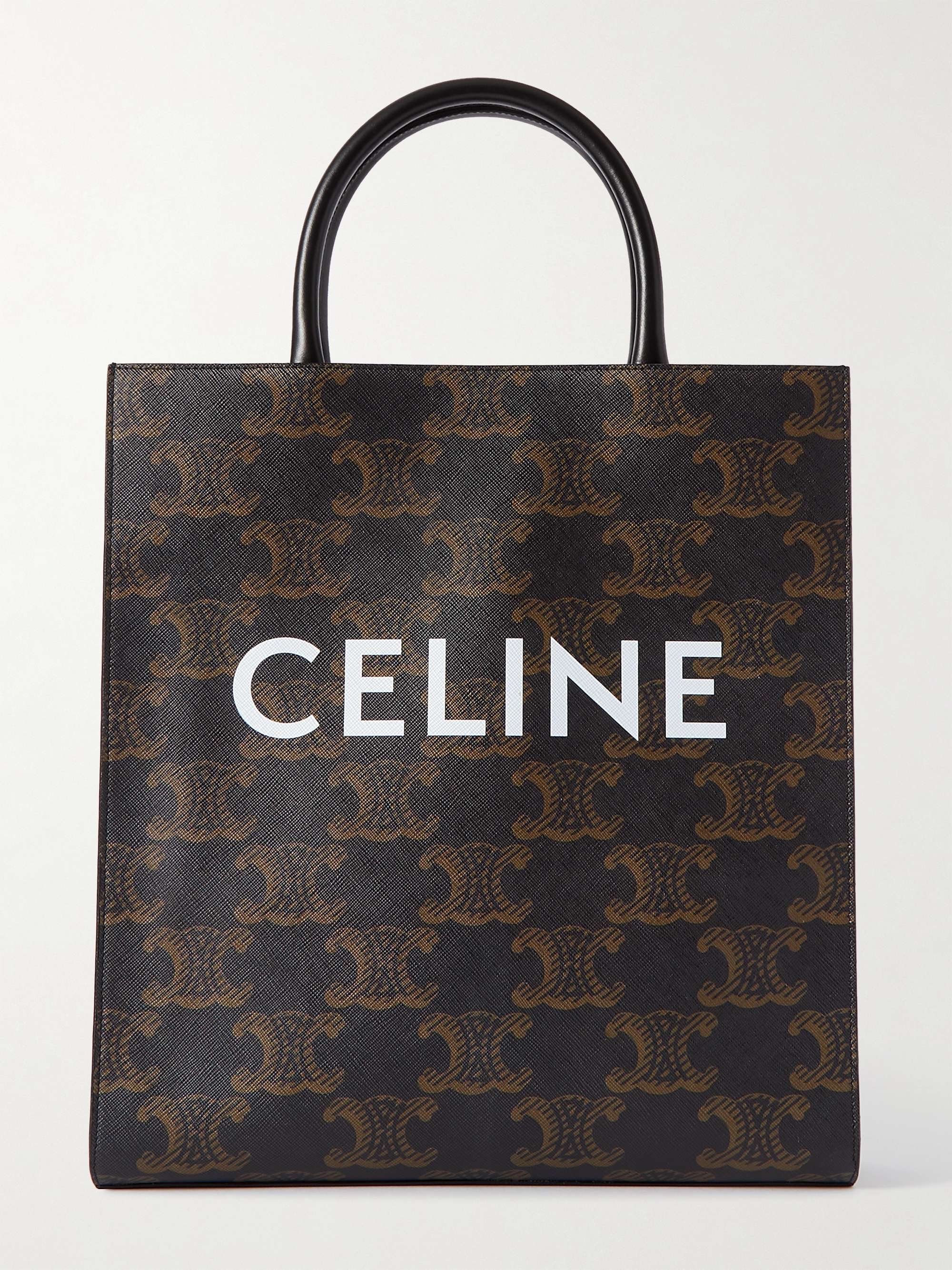 Cabas Triomphe Leather-Trimmed Logo-Print Coated-Canvas Tote Bag