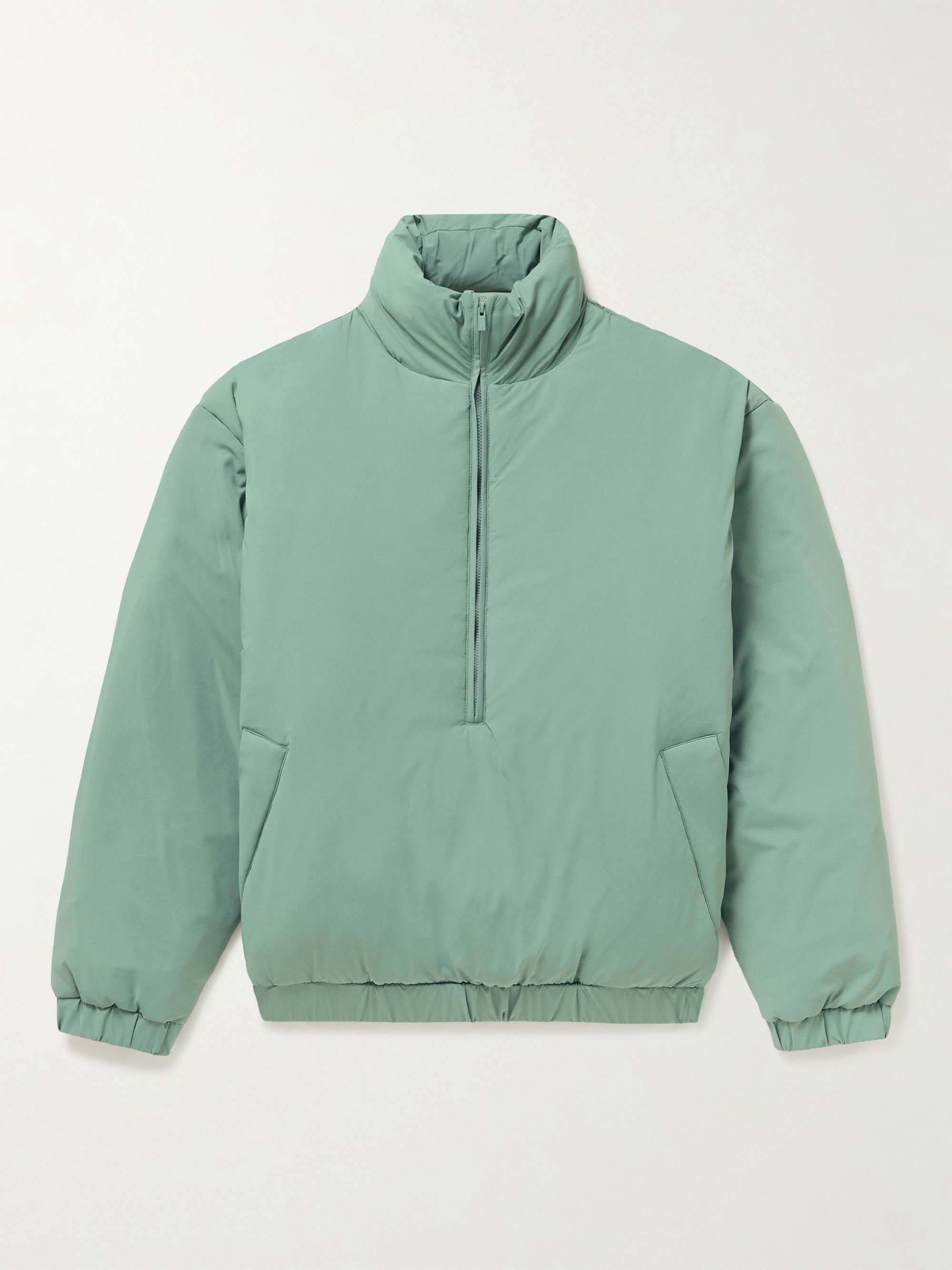 Fear of God Essentials Logo-Appliquéd Padded Stretch-nylon Half-Zip Jacket - Men - Green Coats and Jackets - XS