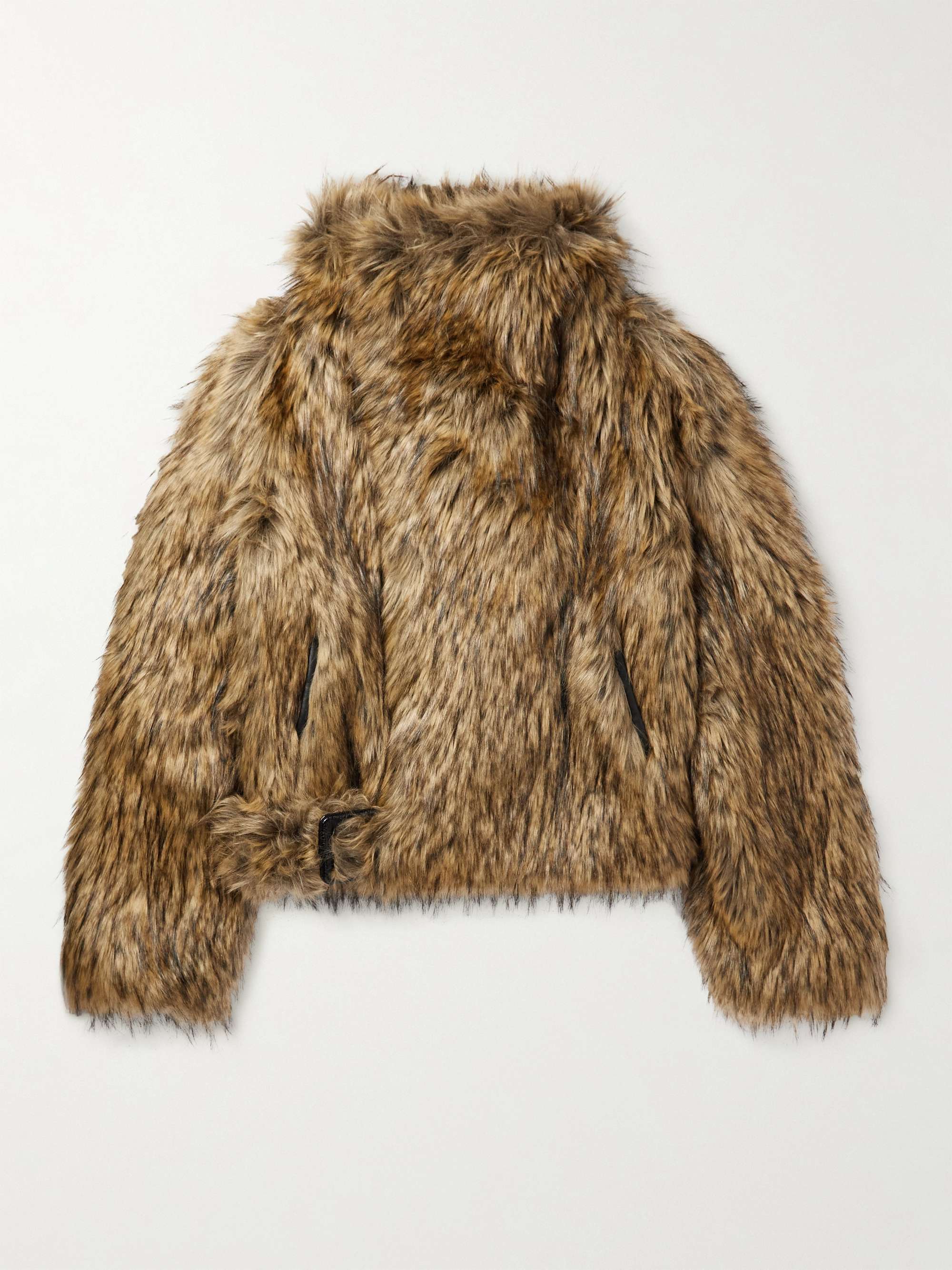 SAINT LAURENT Asymmetric Faux Fur Coat for Men