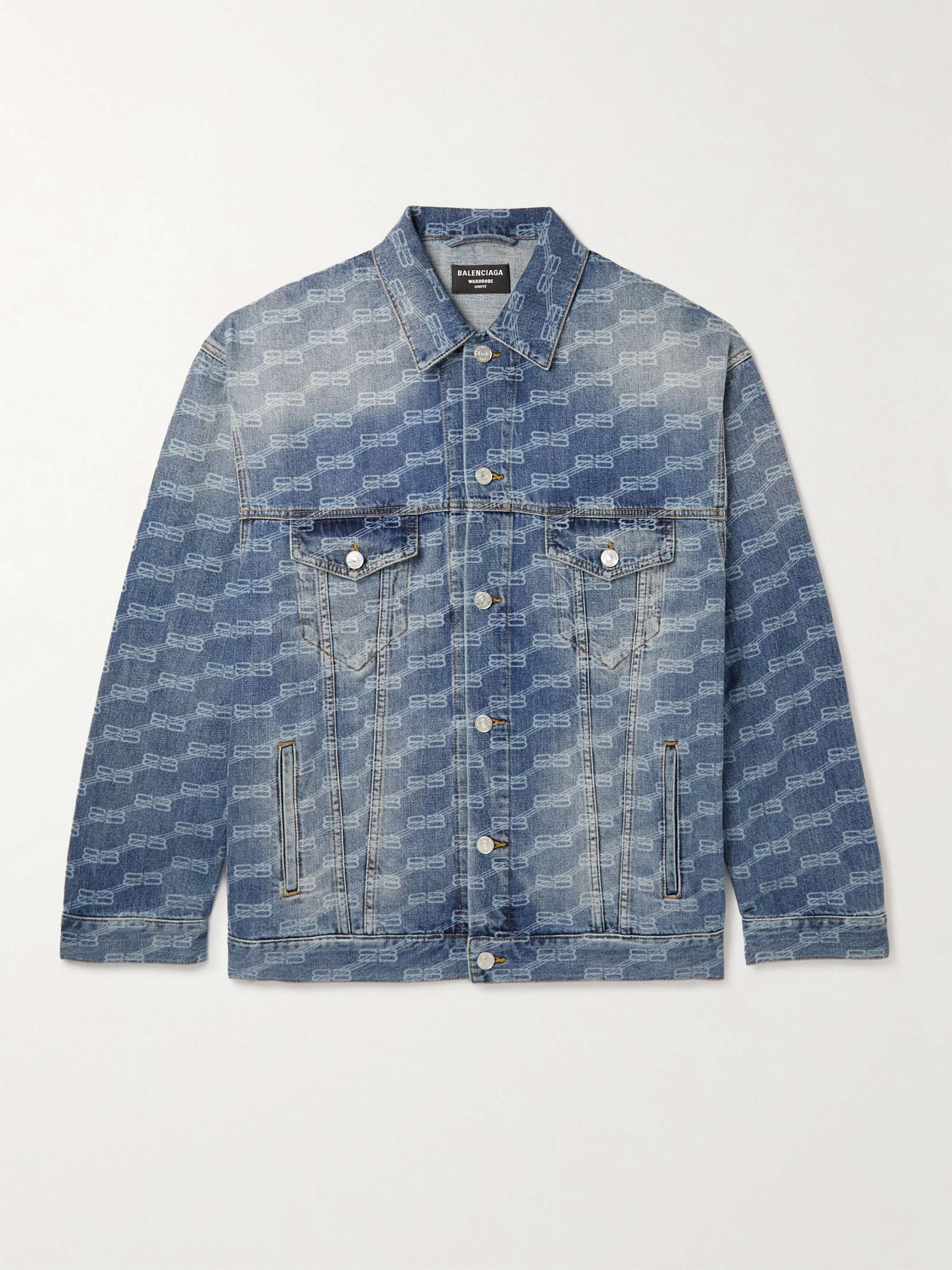 BALENCIAGA Logo-Print Denim Jacket Men MR PORTER