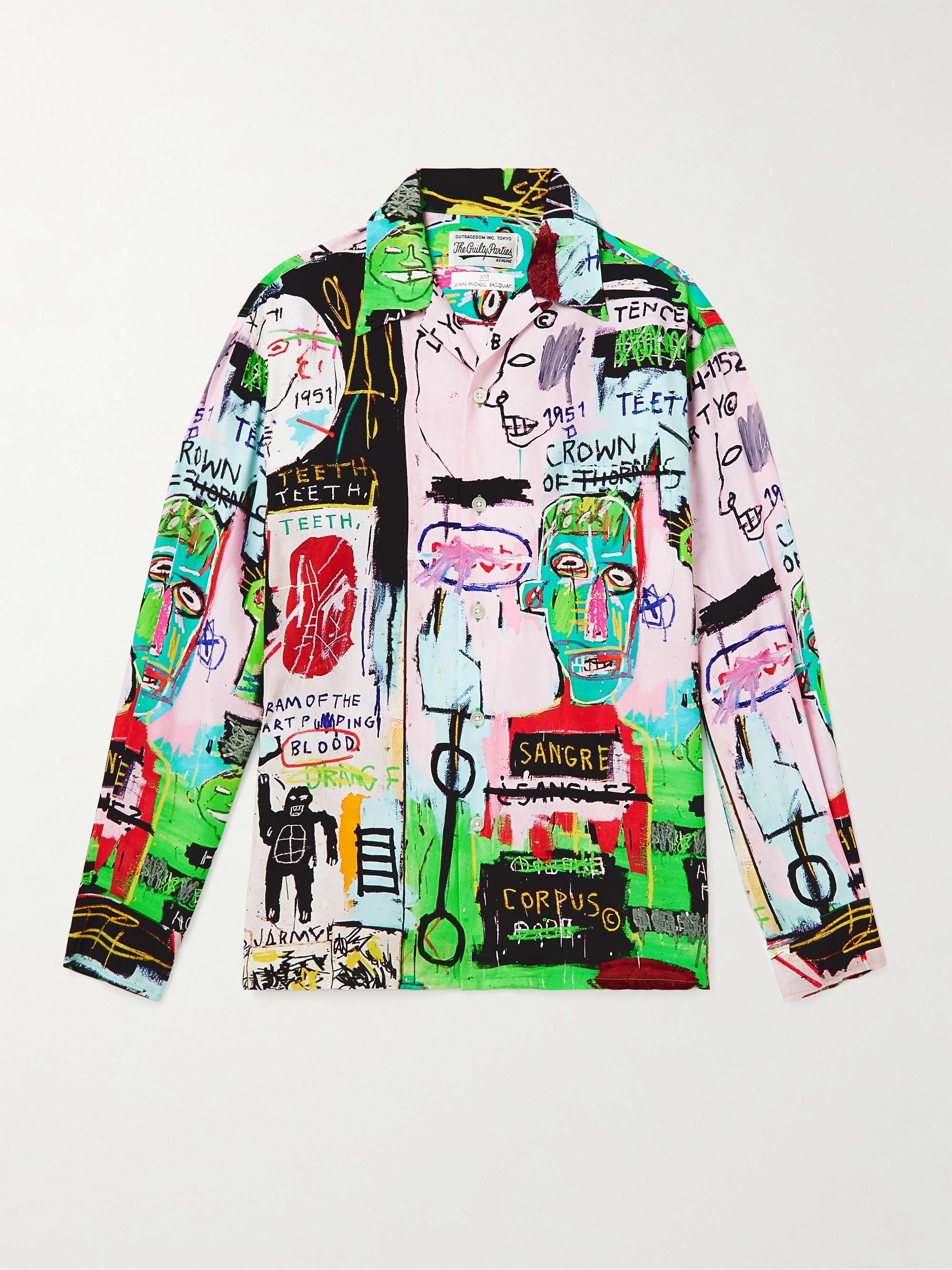 + Jean-Michel Basquiat Camp-Collar Printed Voile Shirt