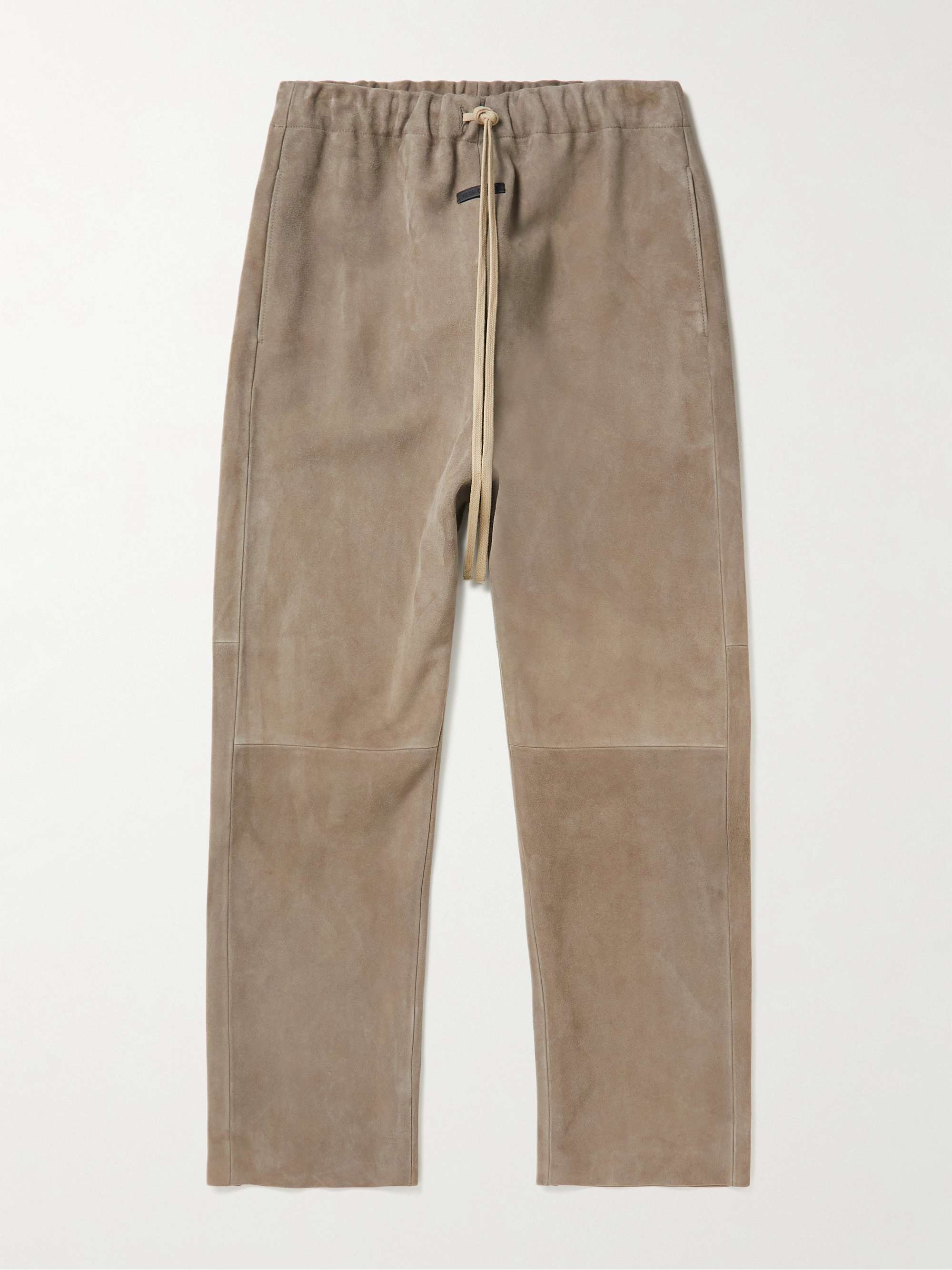 FEAR OF GOD Straight-Leg Logo-Appliquéd Suede Drawstring Trousers | MR  PORTER