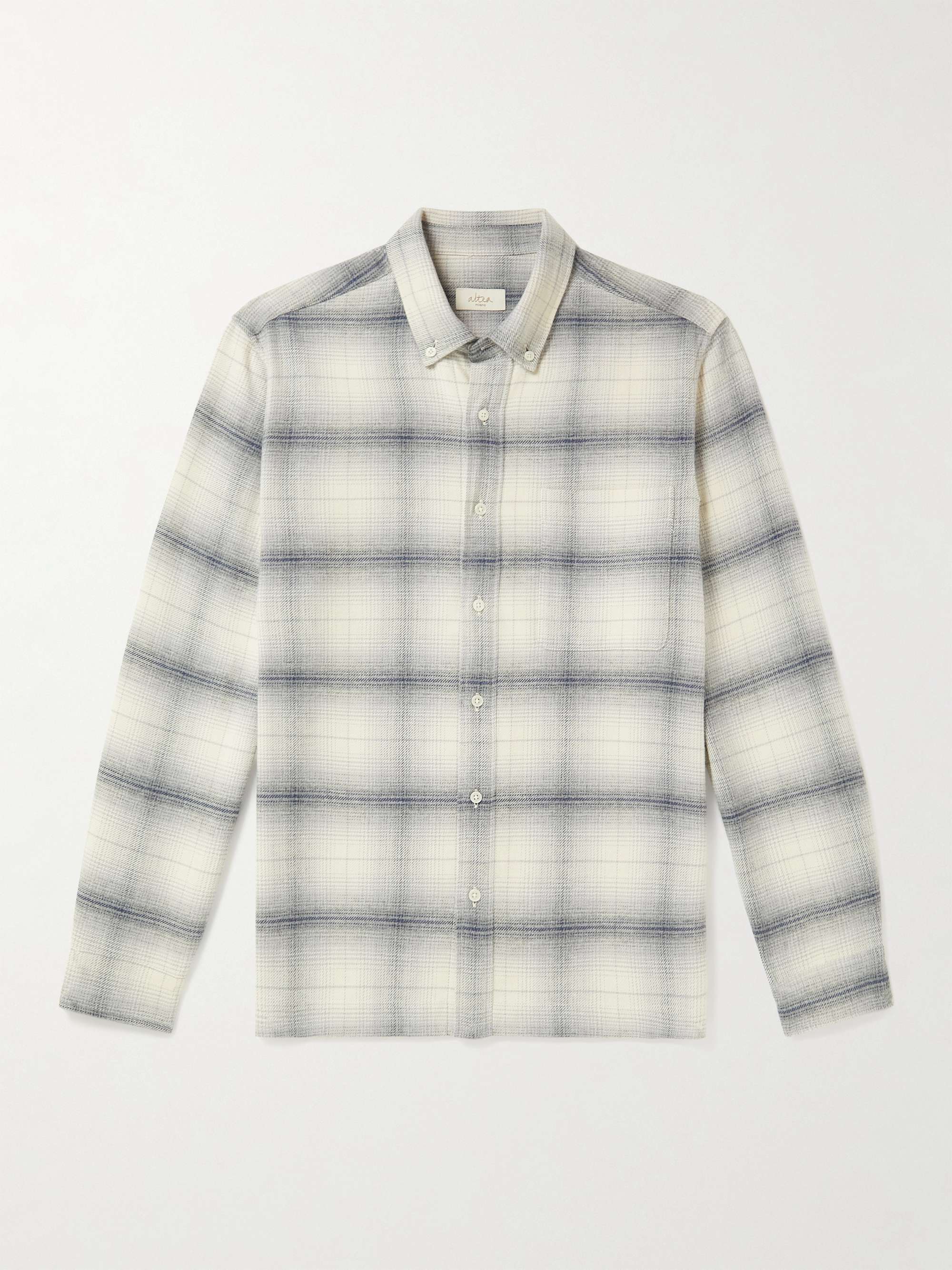 brown and white flannel jacket
