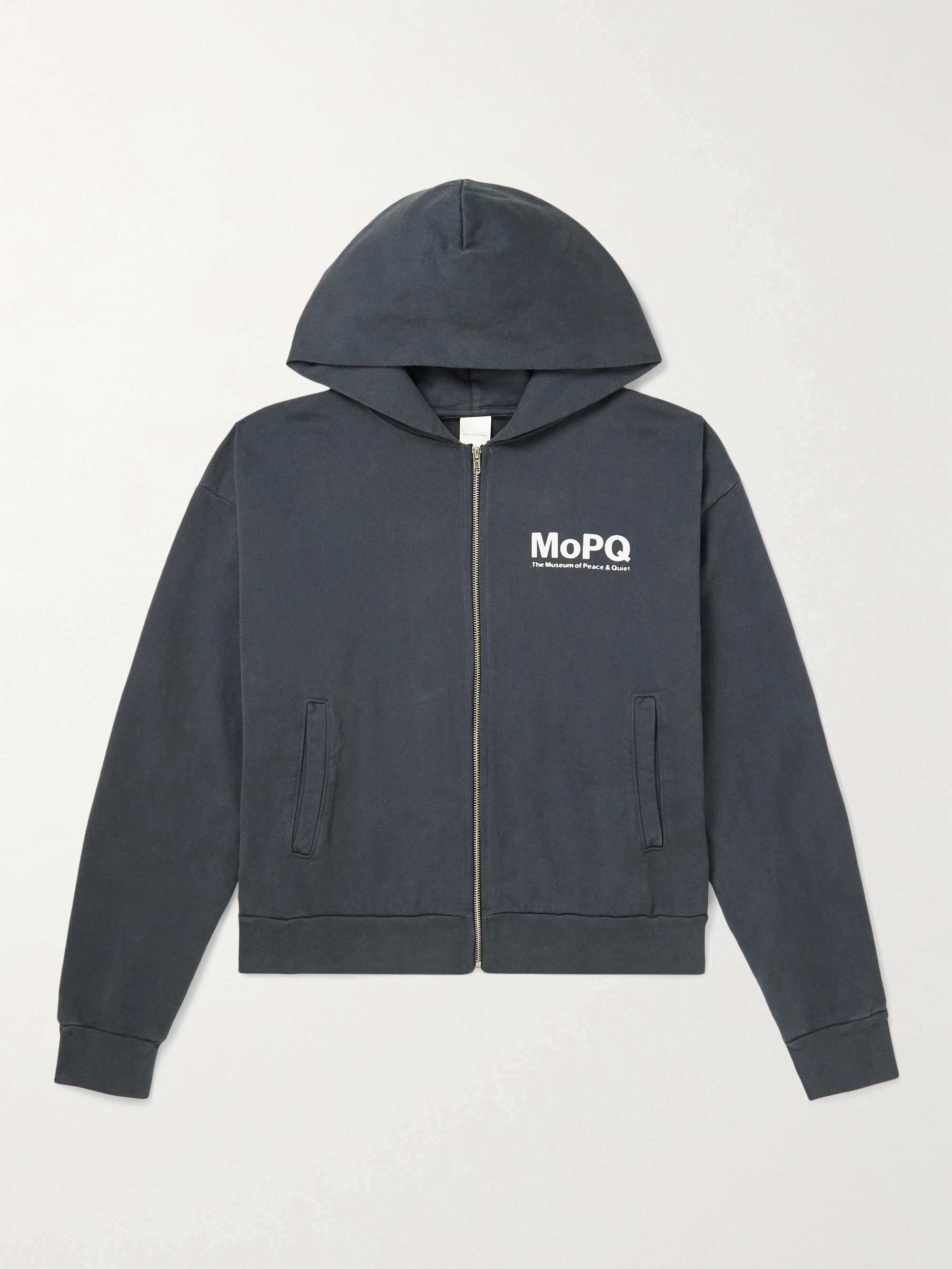 MUSEUM OF PEACE & QUIET Logo-Print Cotton-Jersey Zip-Up Hoodie | MR PORTER
