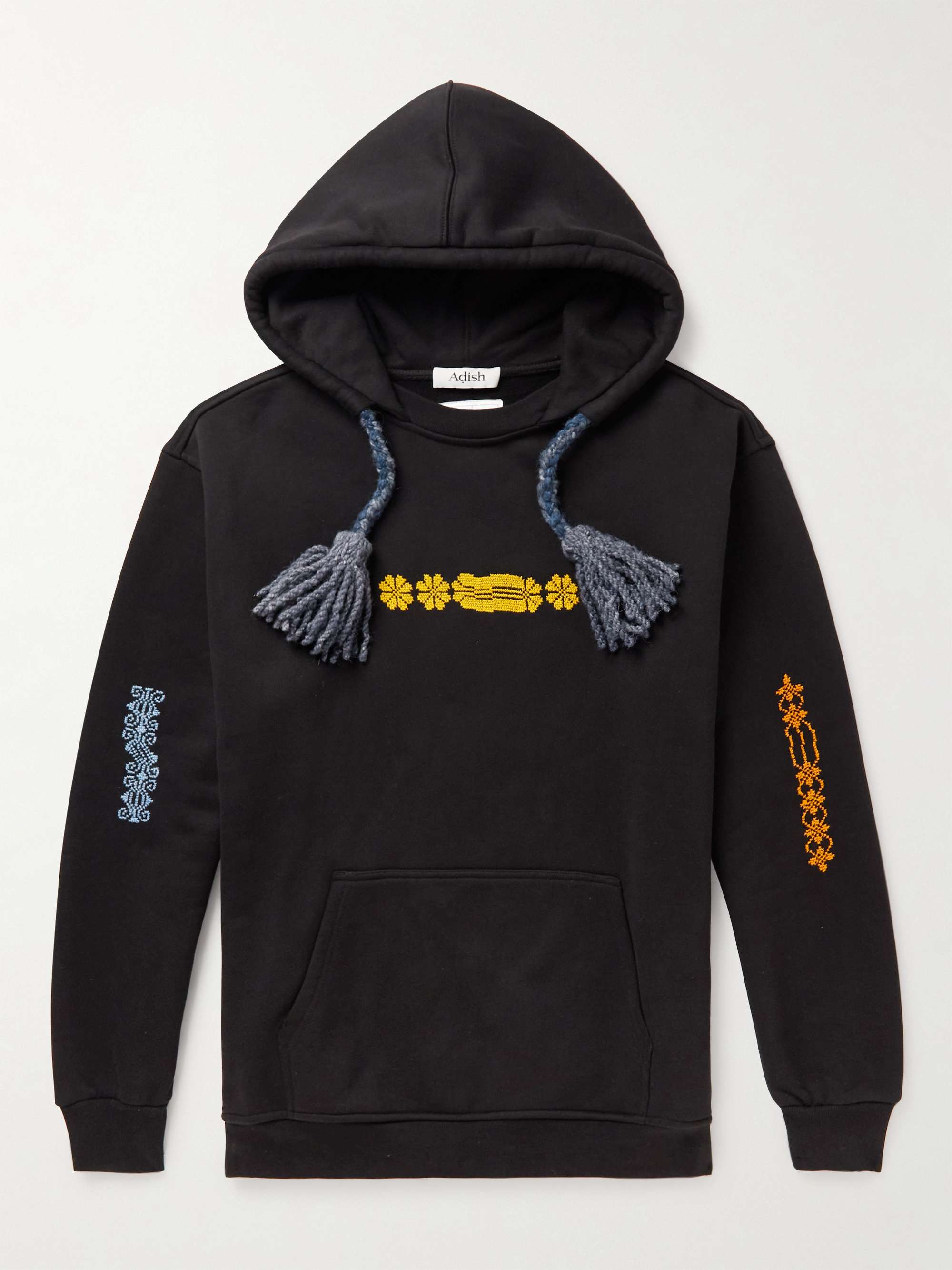 Tasselled Embroidered Cotton-Jersey Hoodie