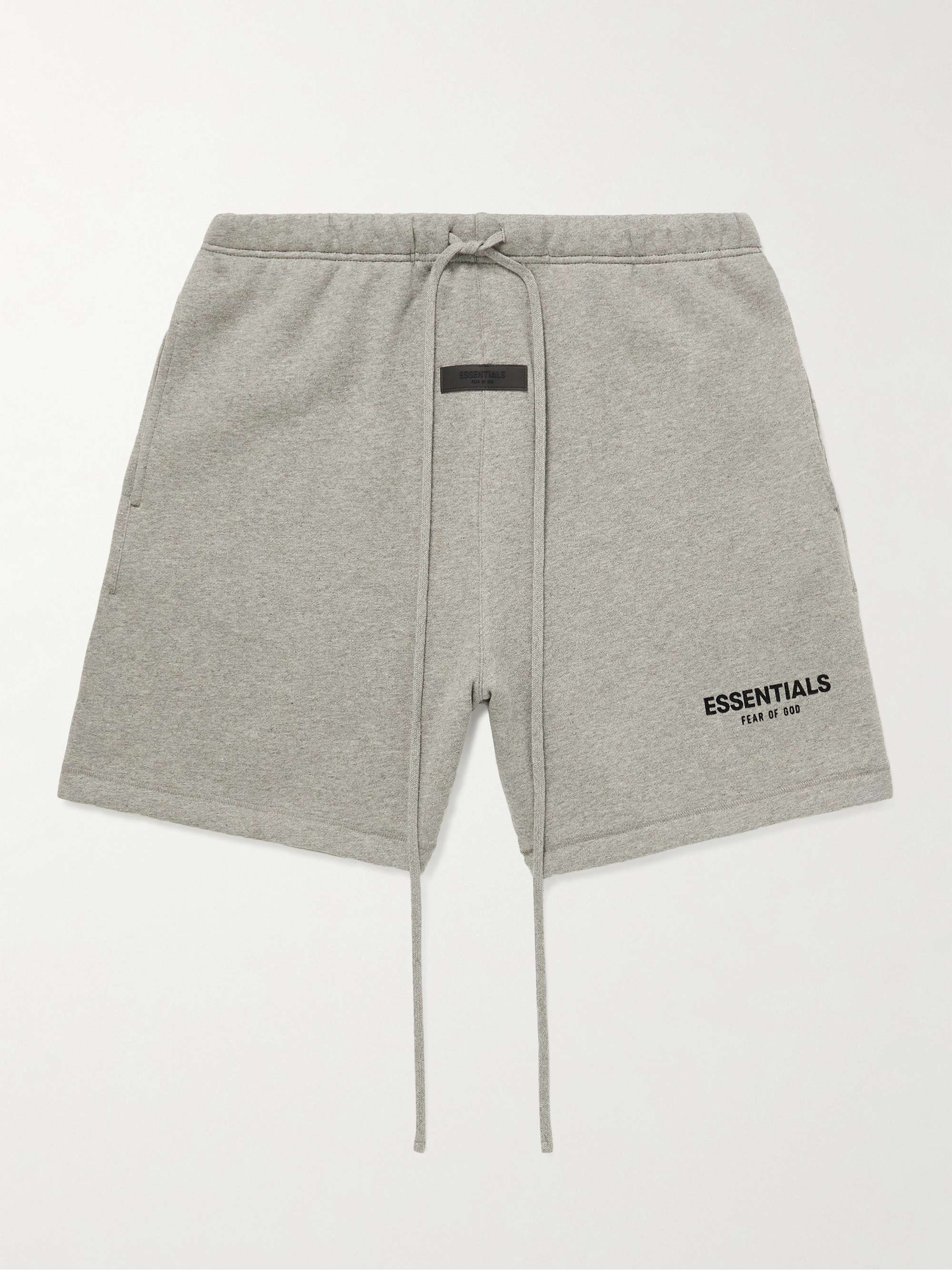 Straight-Leg Logo-Flocked Cotton-Blend Drawstring Shorts