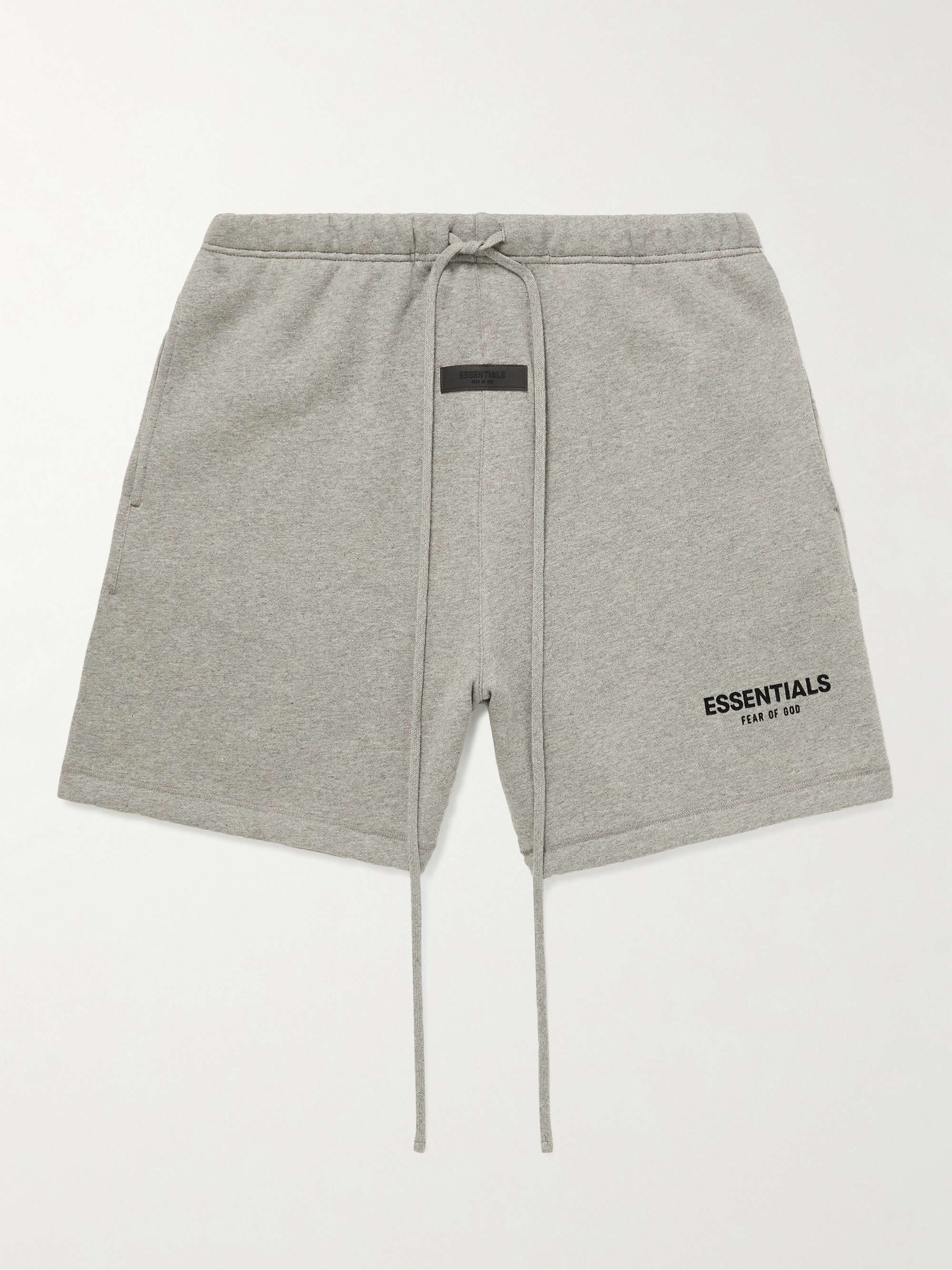 FEAR OF GOD ESSENTIALS Straight-Leg Logo-Flocked Cotton-Blend Drawstring  Shorts | MR PORTER