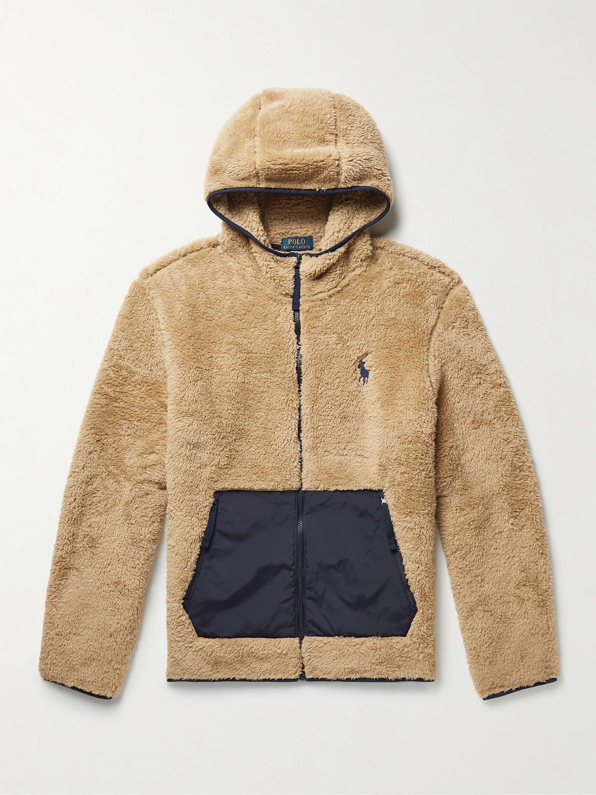 POLO RALPH LAUREN Logo-Embroidered Nylon-Trimmed Fleece Zip-Up Hoodie for  Men | MR PORTER