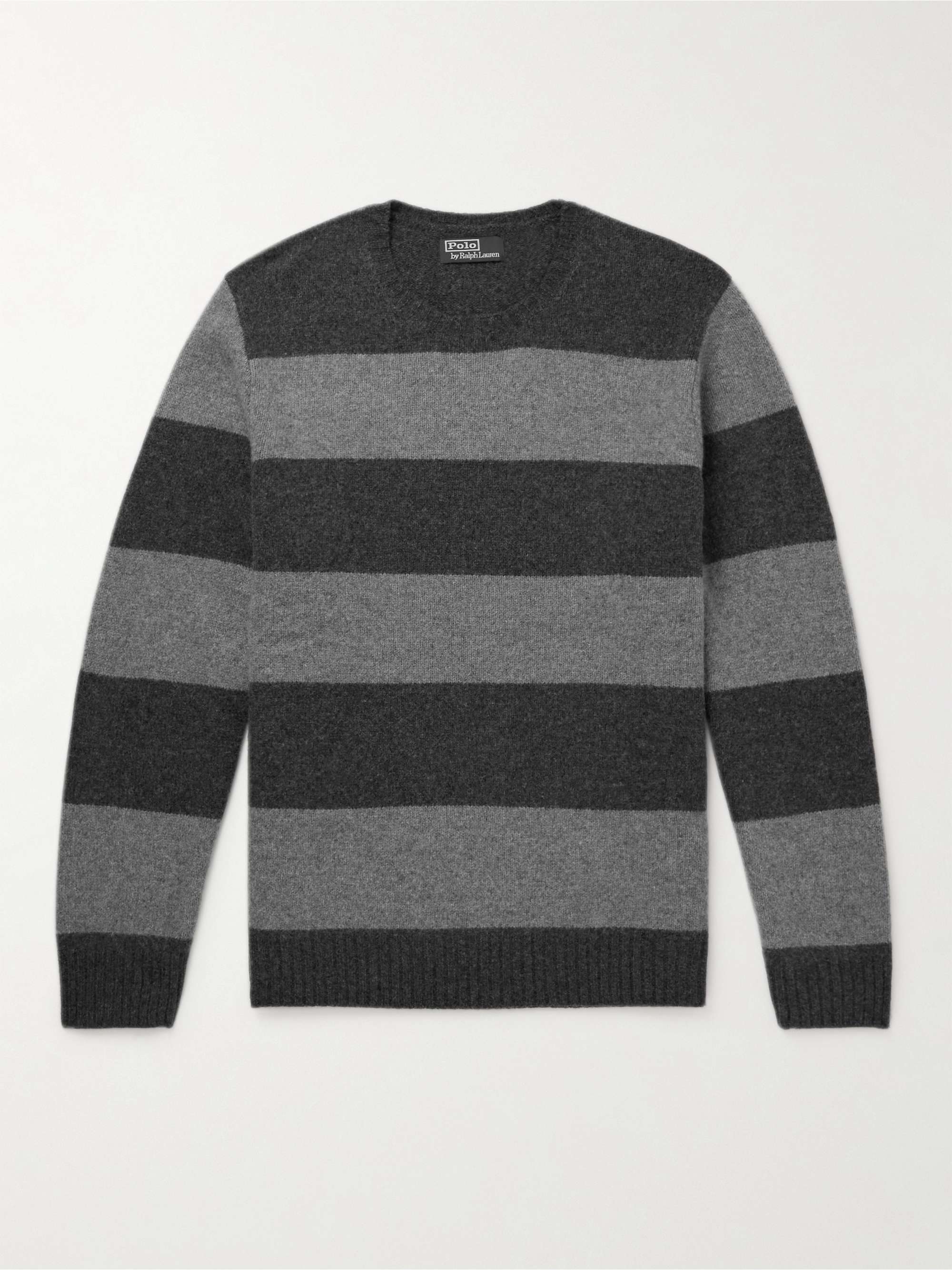 Suede-Trimmed Striped Wool and Cashmere-Blend Sweater