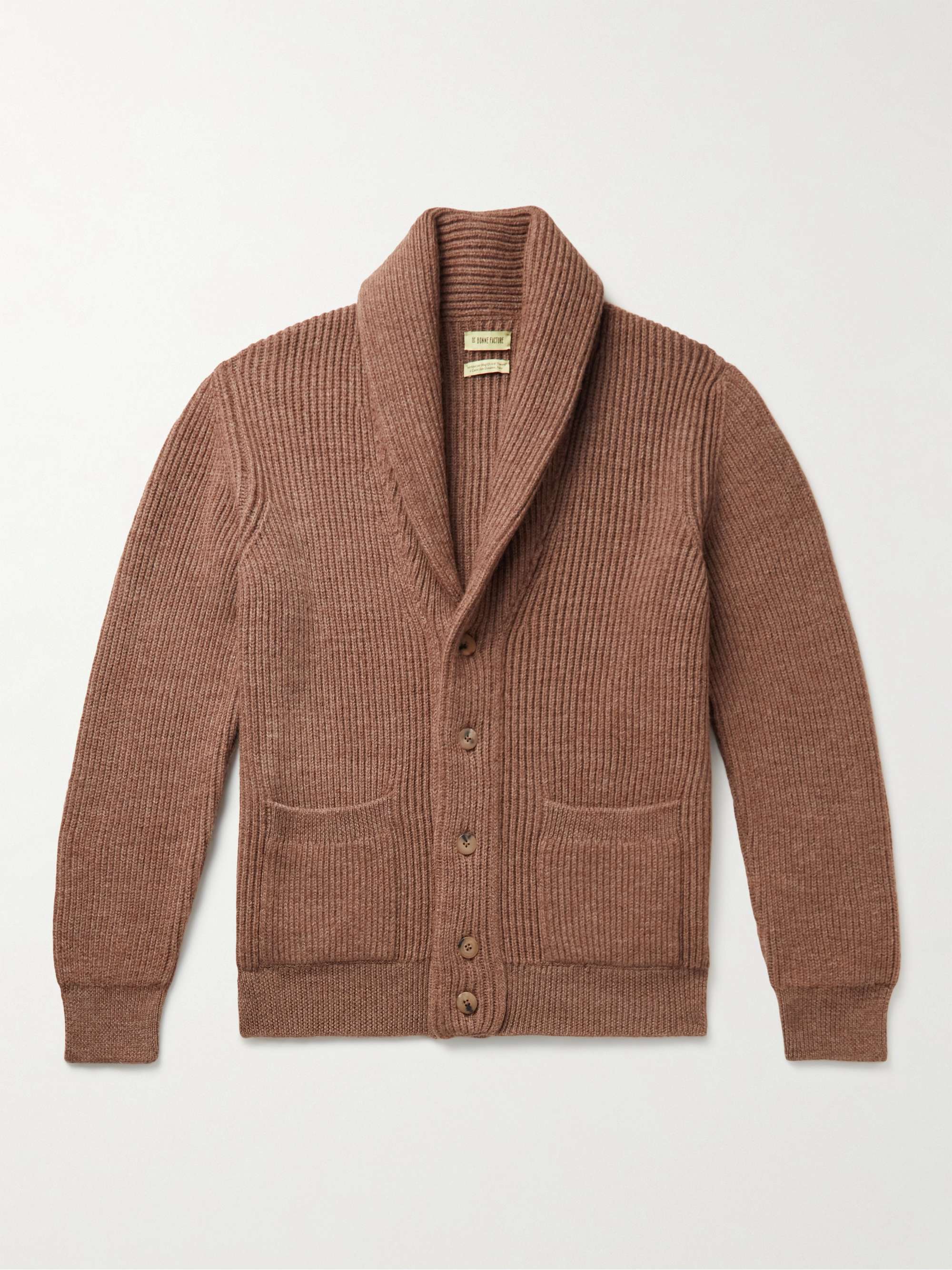 Shawl-Collar Ribbed Alpaca and Wool-Blend Cardigan Shawl-Collar Ribbed Alpaca and Wool-Blend Cardigan
