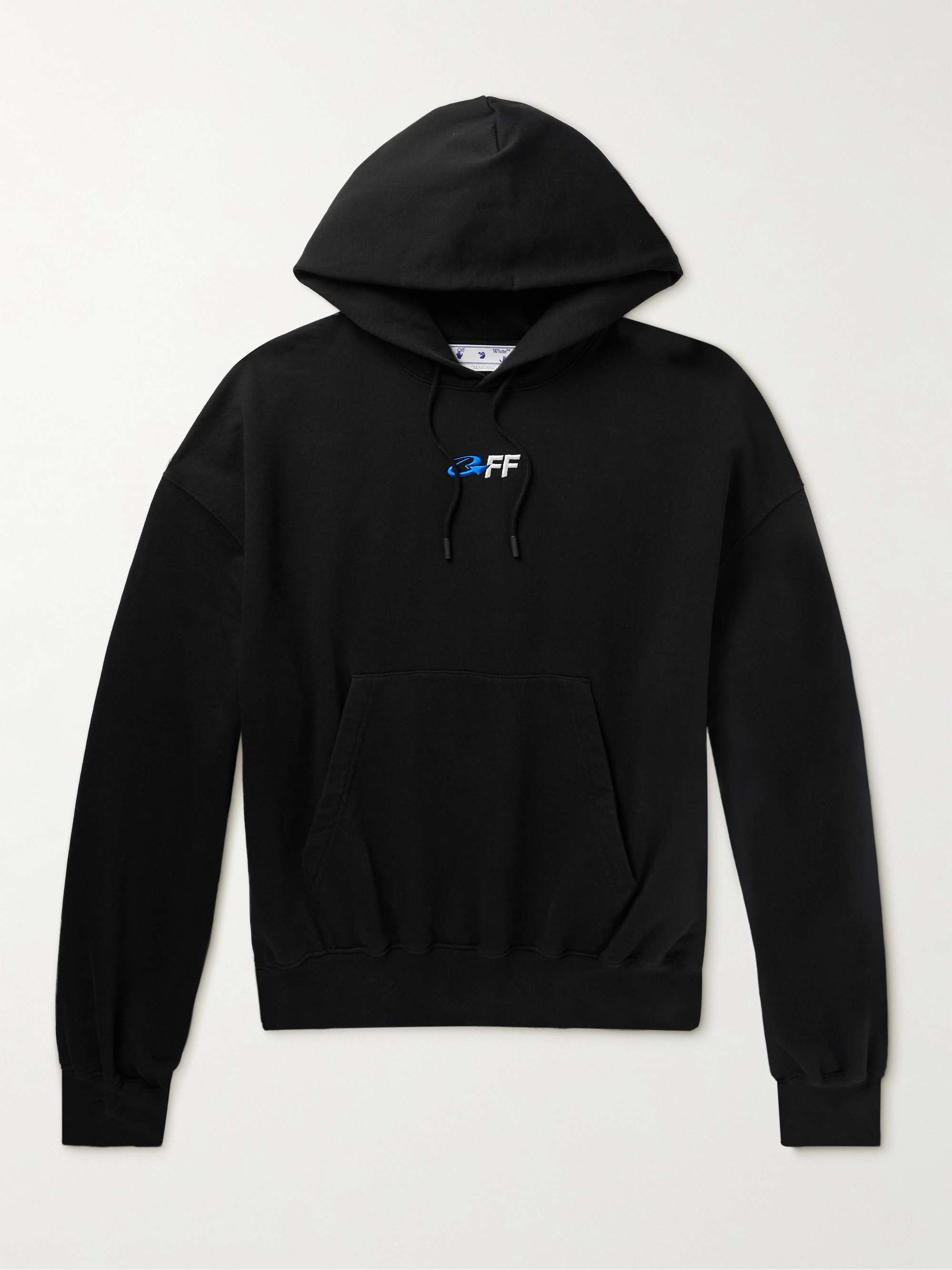 OFF-WHITE Logo-Embroidered Cotton-Jersey Hoodie for Men | MR PORTER
