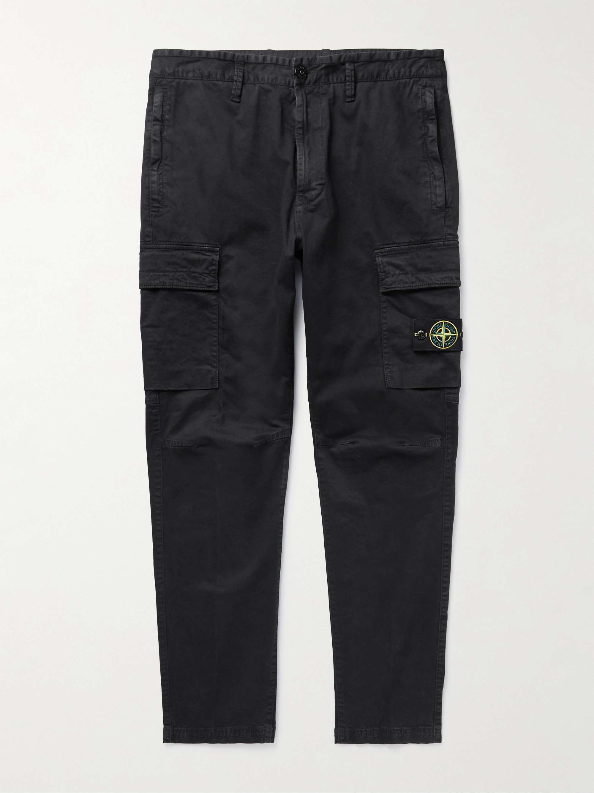 STONE ISLAND Tapered Logo-Appliquéd Cotton-Blend Cargo Trousers