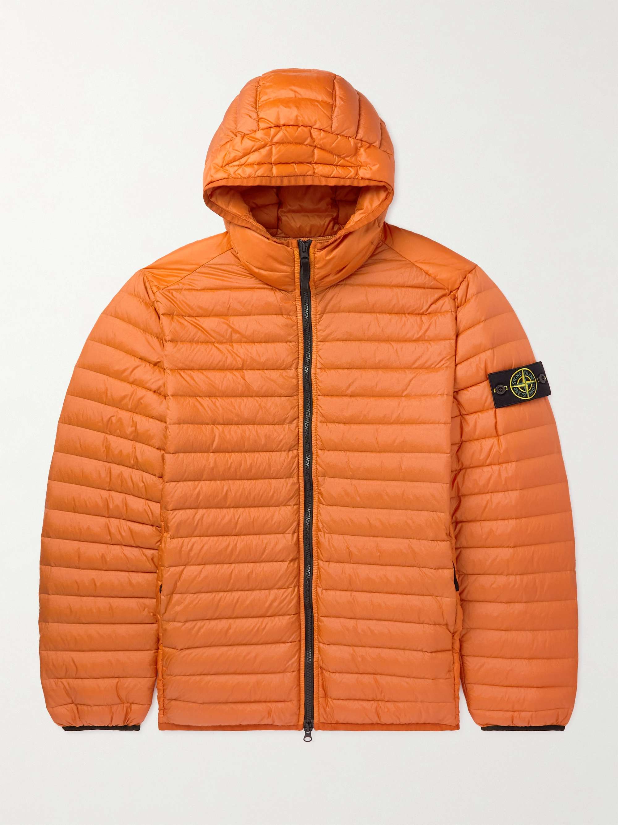 STONE ISLAND Logo-Appliquéd Quilted Nylon Hooded Down Jacket for Men