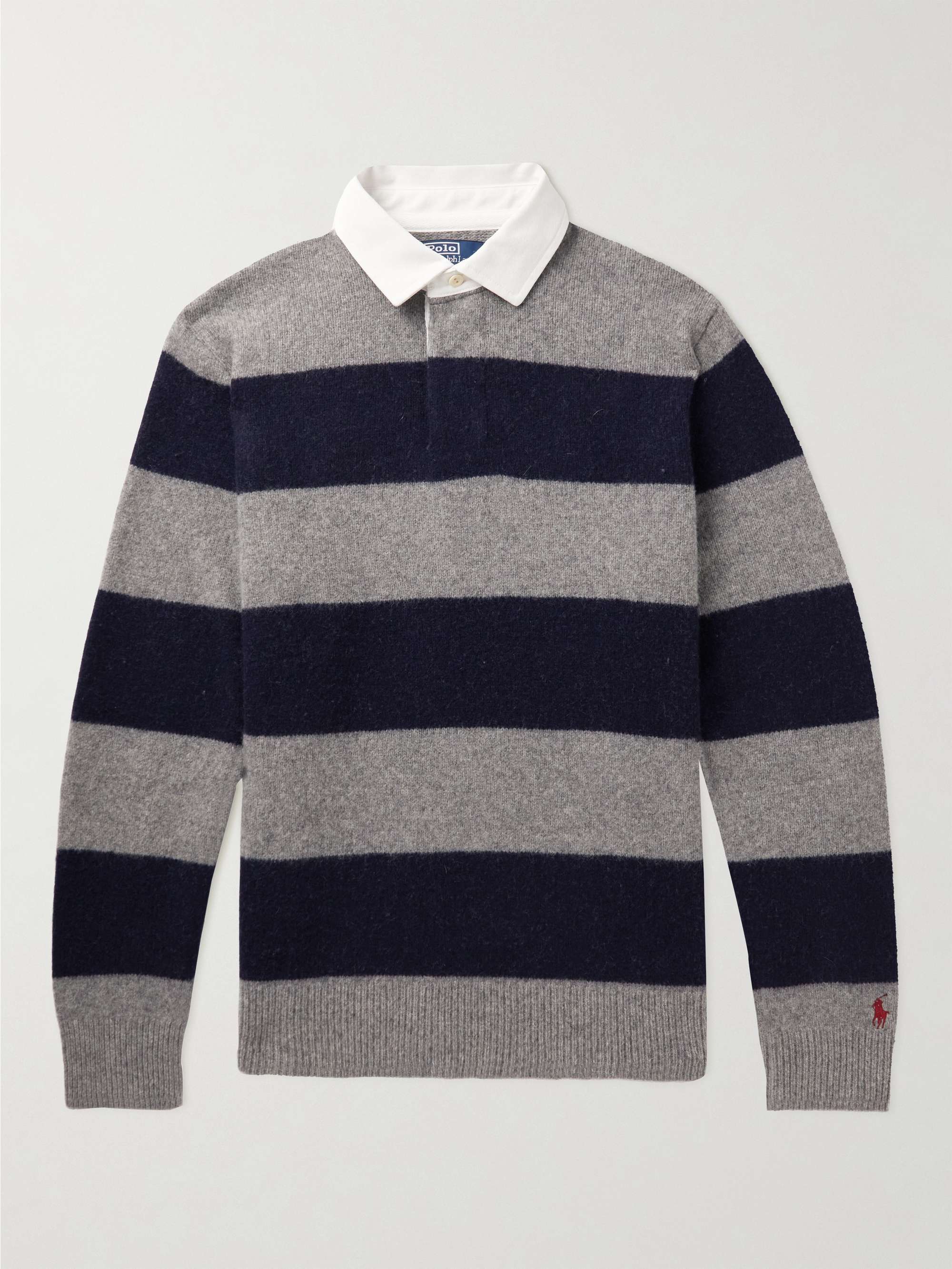 POLO RALPH LAUREN Striped Wool and Cashmere-Blend Polo Shirt for