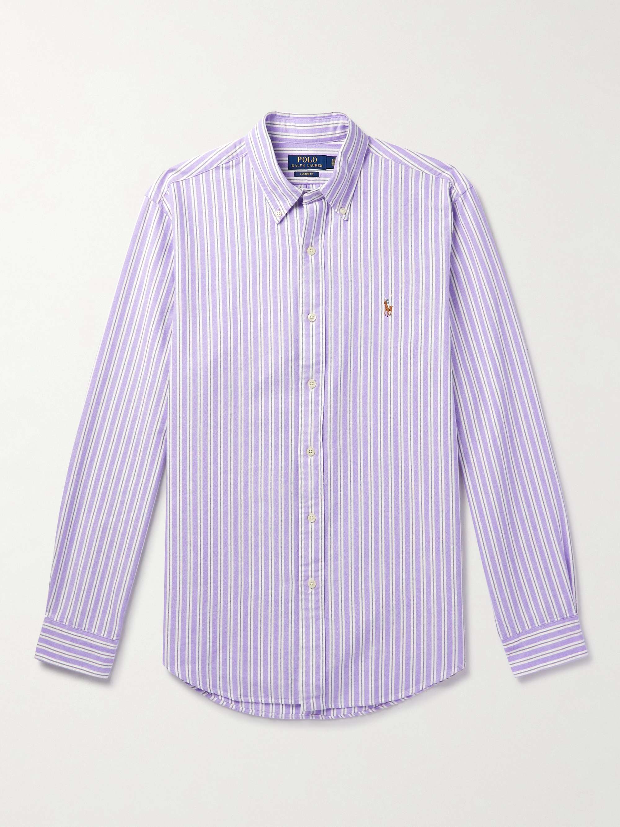 Button-Down Collar Striped Cotton Oxford Shirt