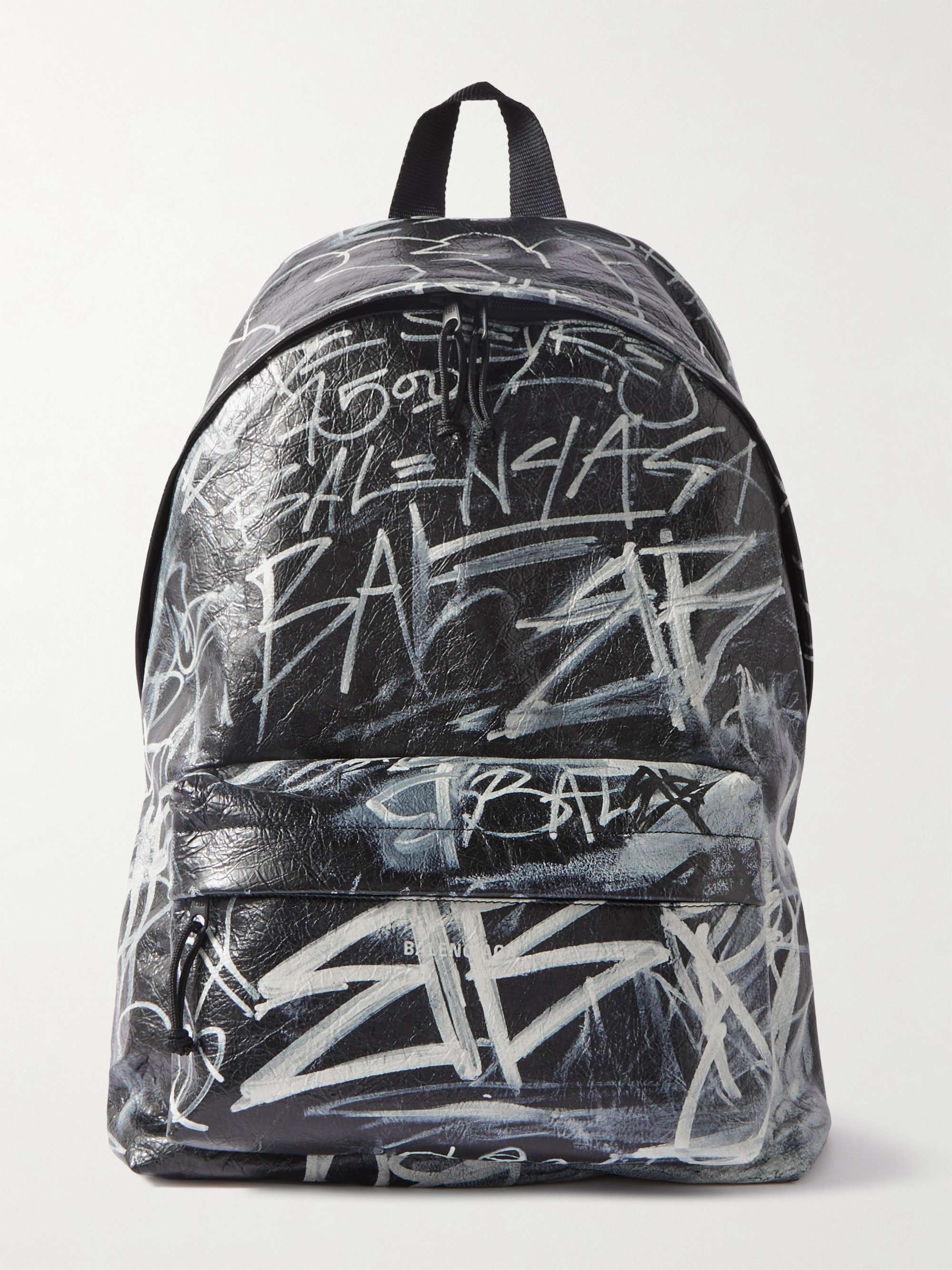 Explorer Graffiti-Print Textured-Leather Backpack