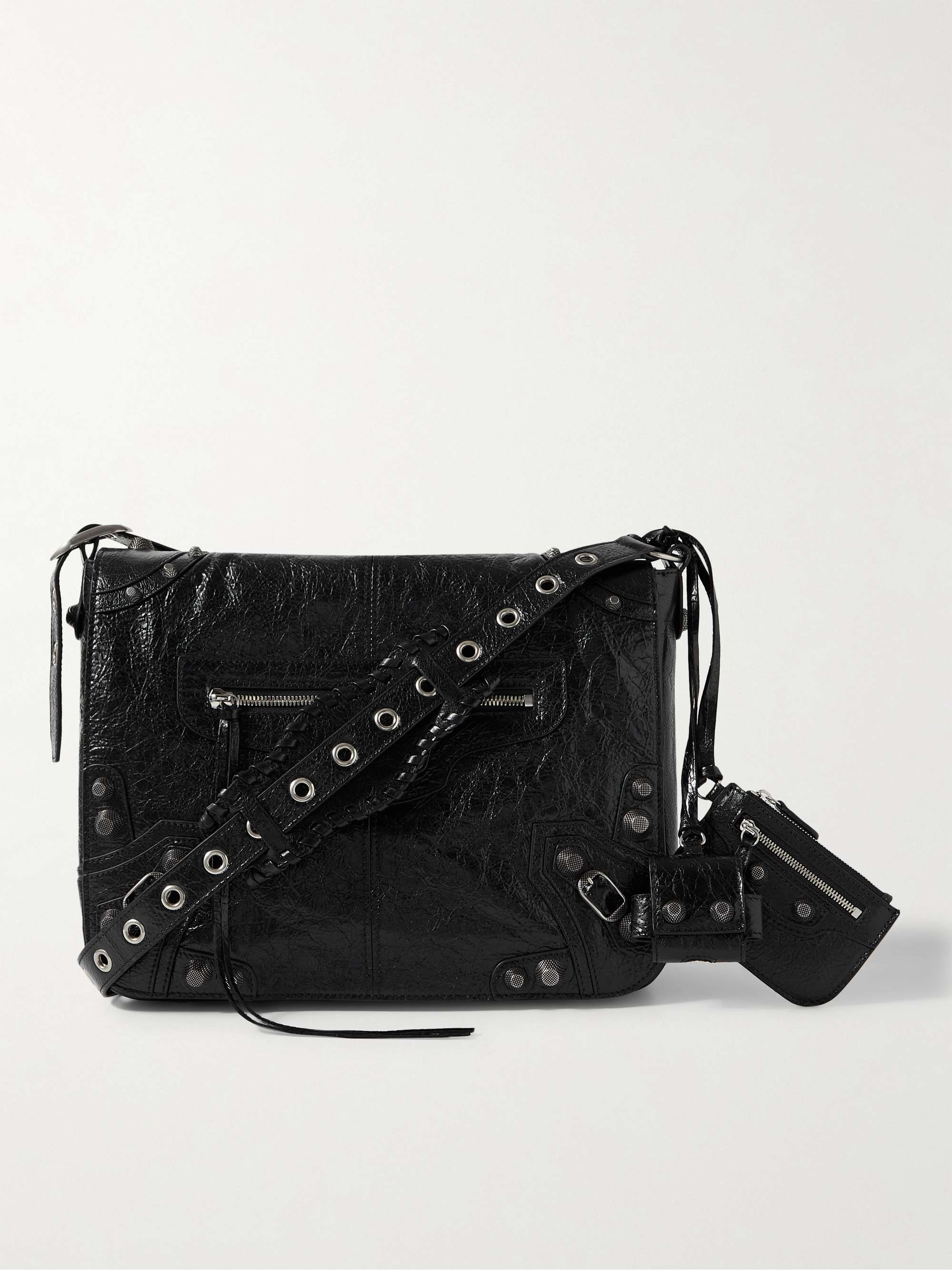 Rebel Leather Messenger/Crossbody Bag - Black - Embossed - Simple