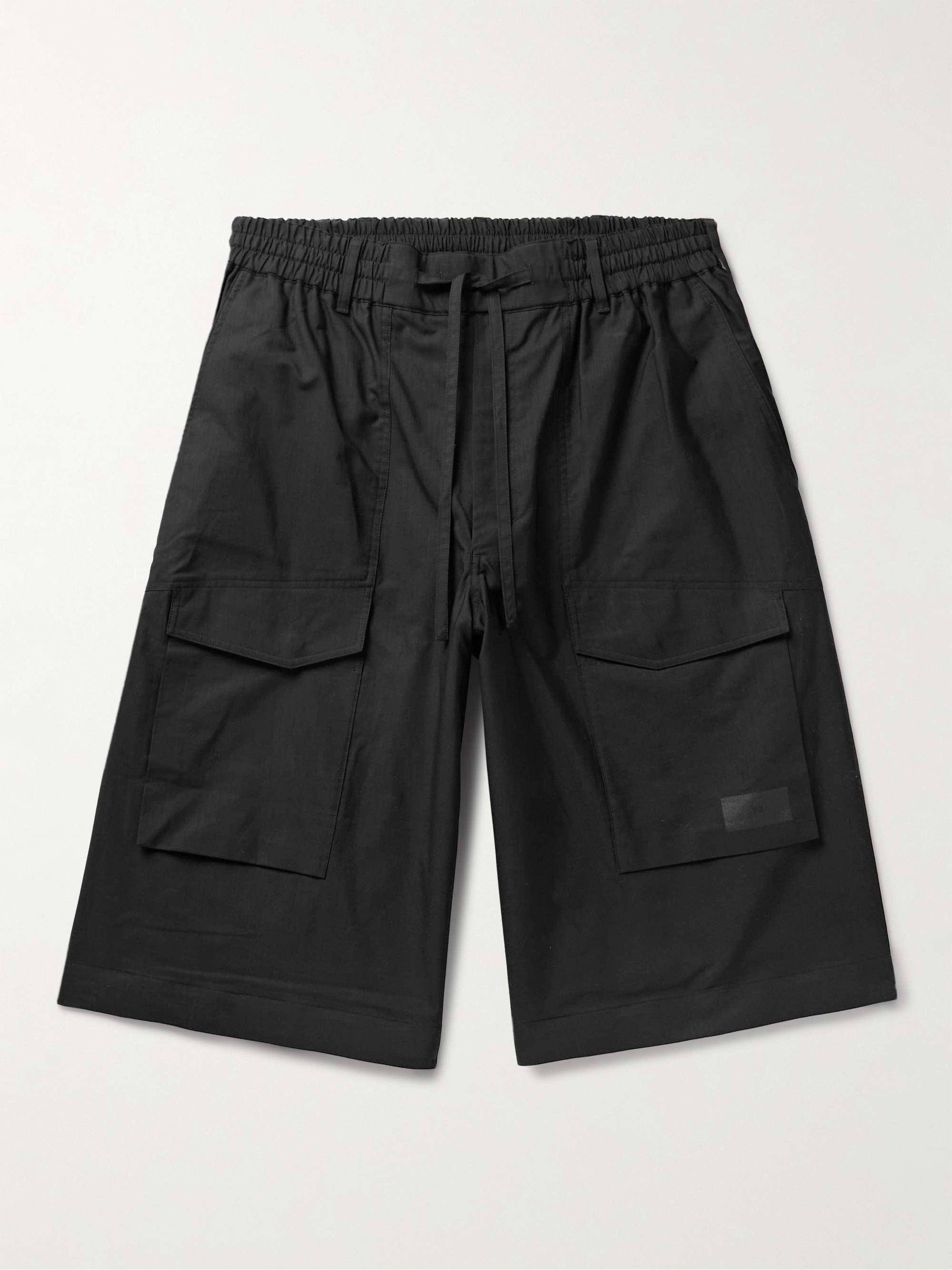 Wide-Leg Cotton-Blend Drawstring Cargo Shorts