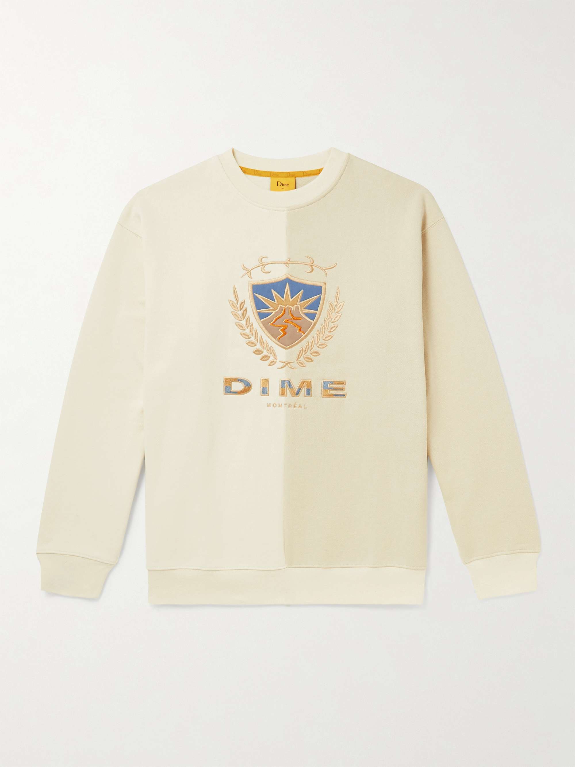 Split Crest Logo-Embroidered Two-Tone Cotton-Jersey Sweatshirt
