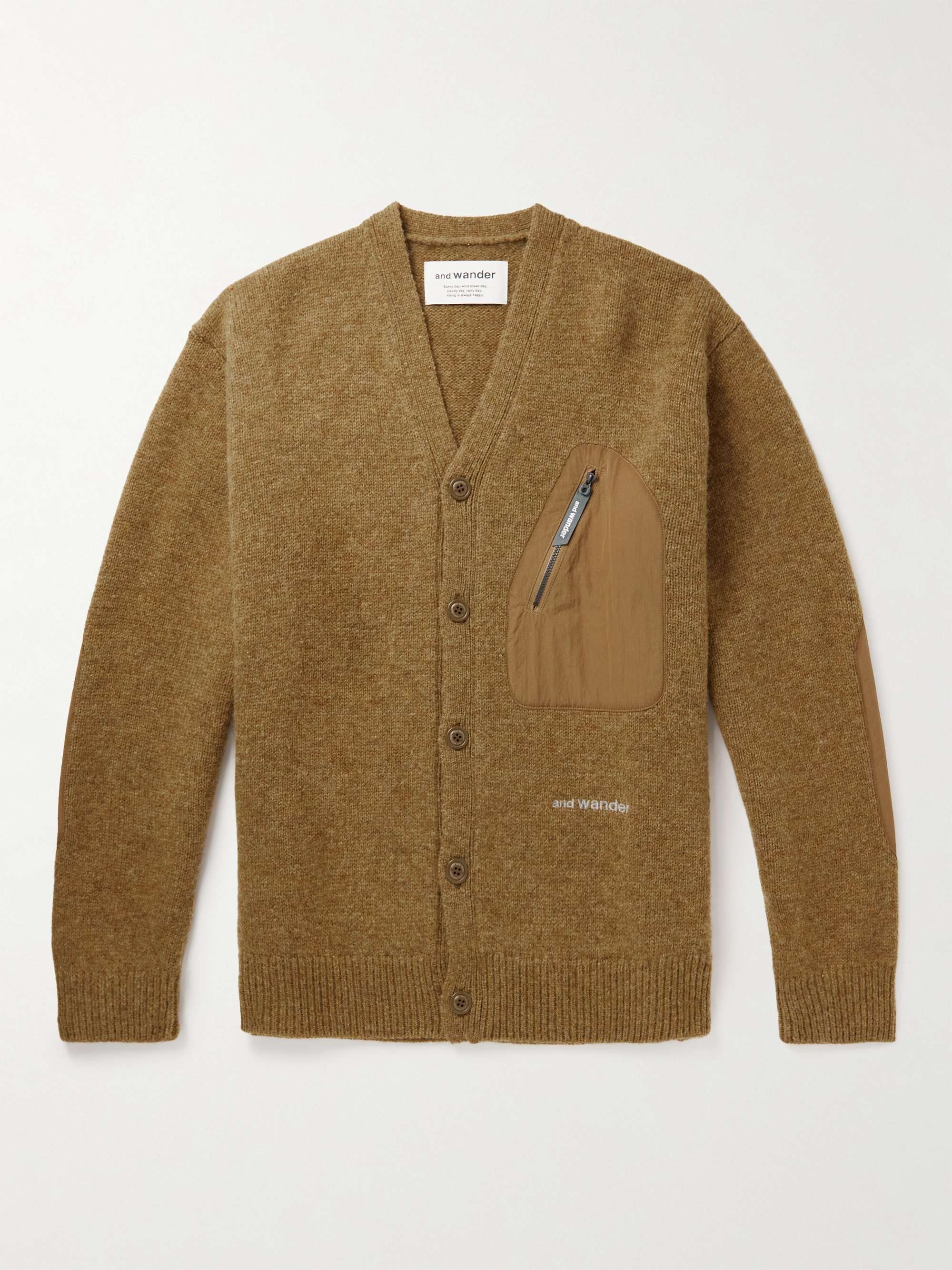 Logo-Embroidered Shell-Trimmed Shetland Wool Cardigan
