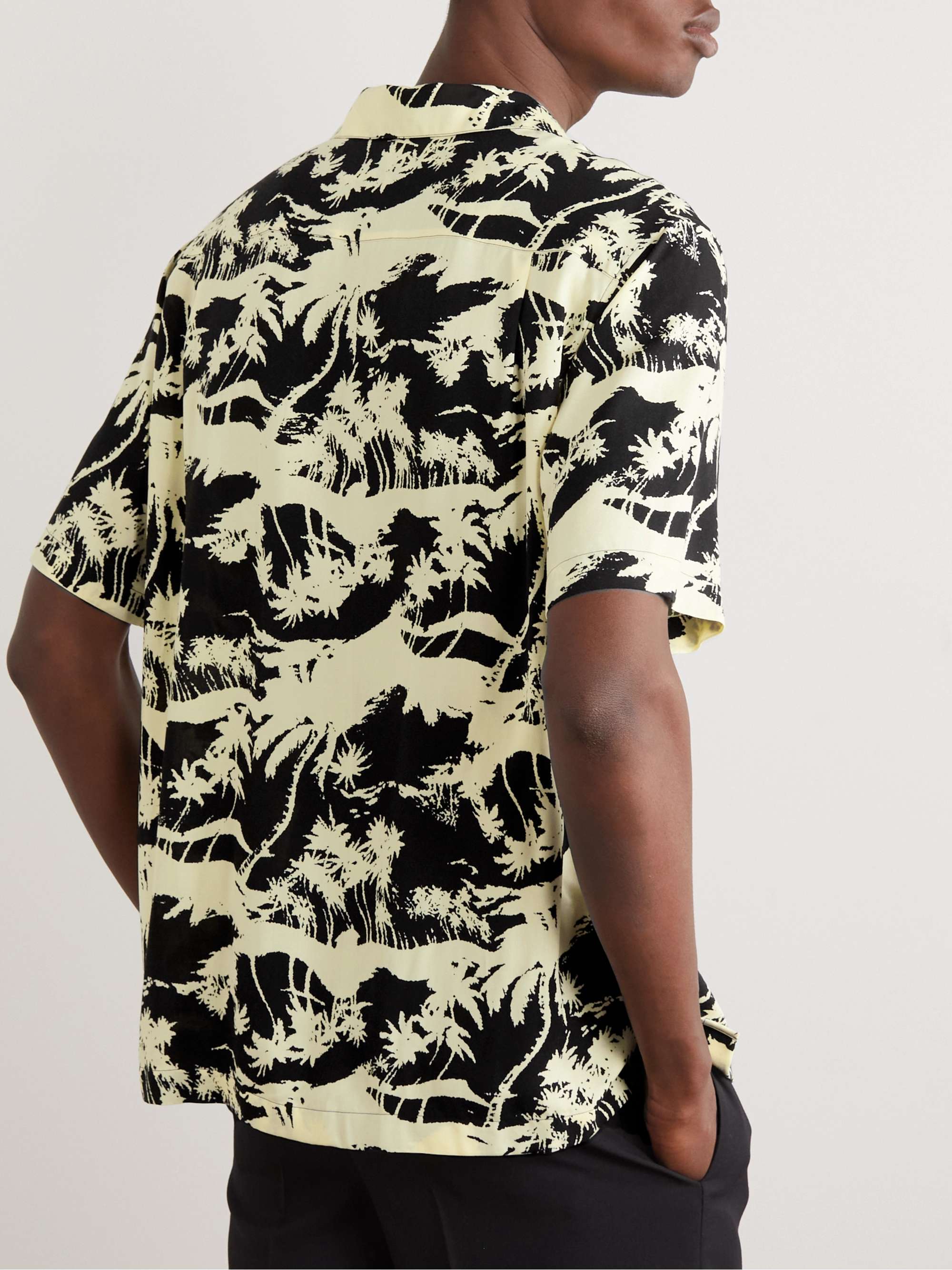 CELINE Convertible-Collar Printed Voile Shirt