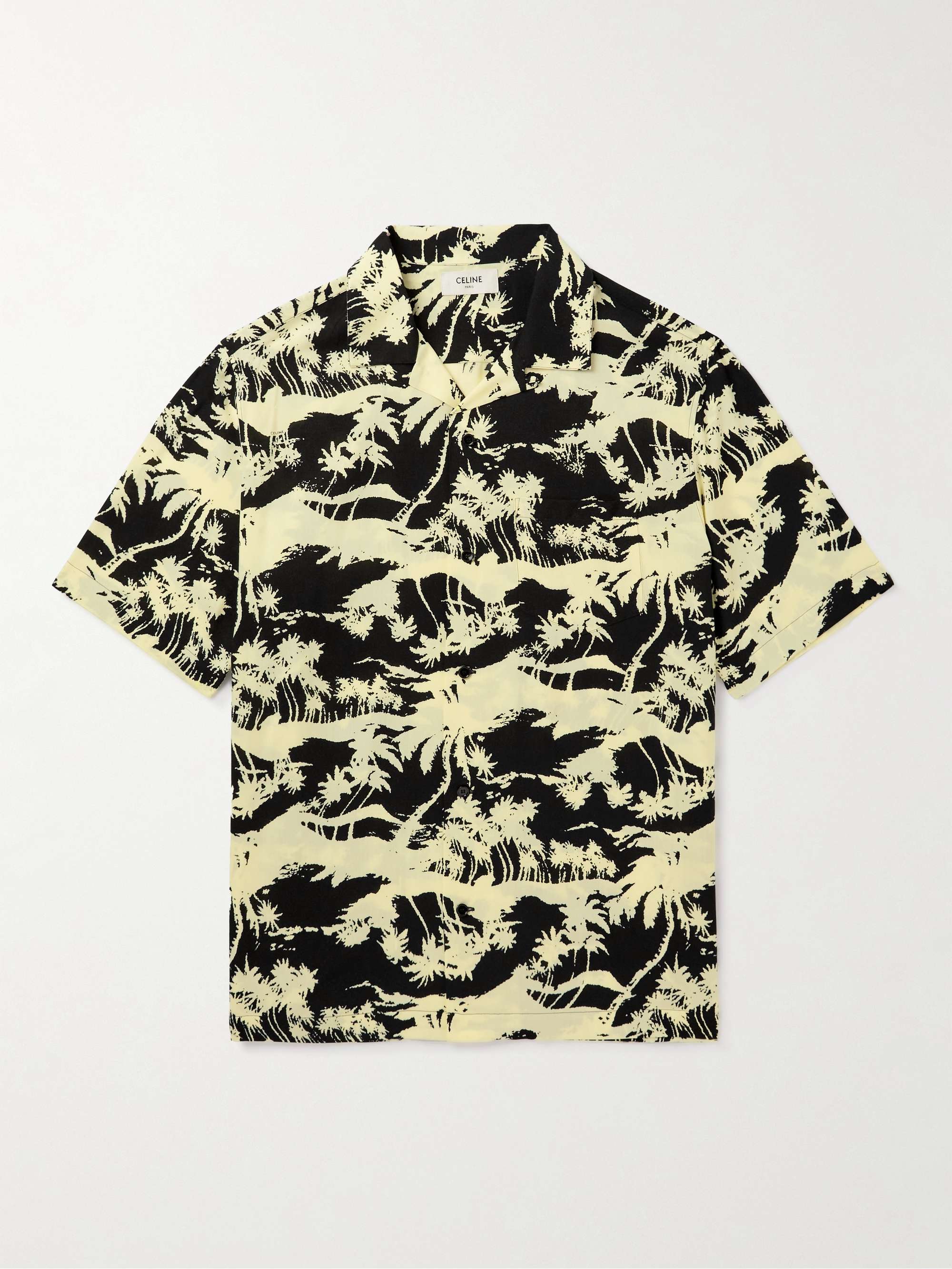 CELINE Convertible-Collar Printed Voile Shirt