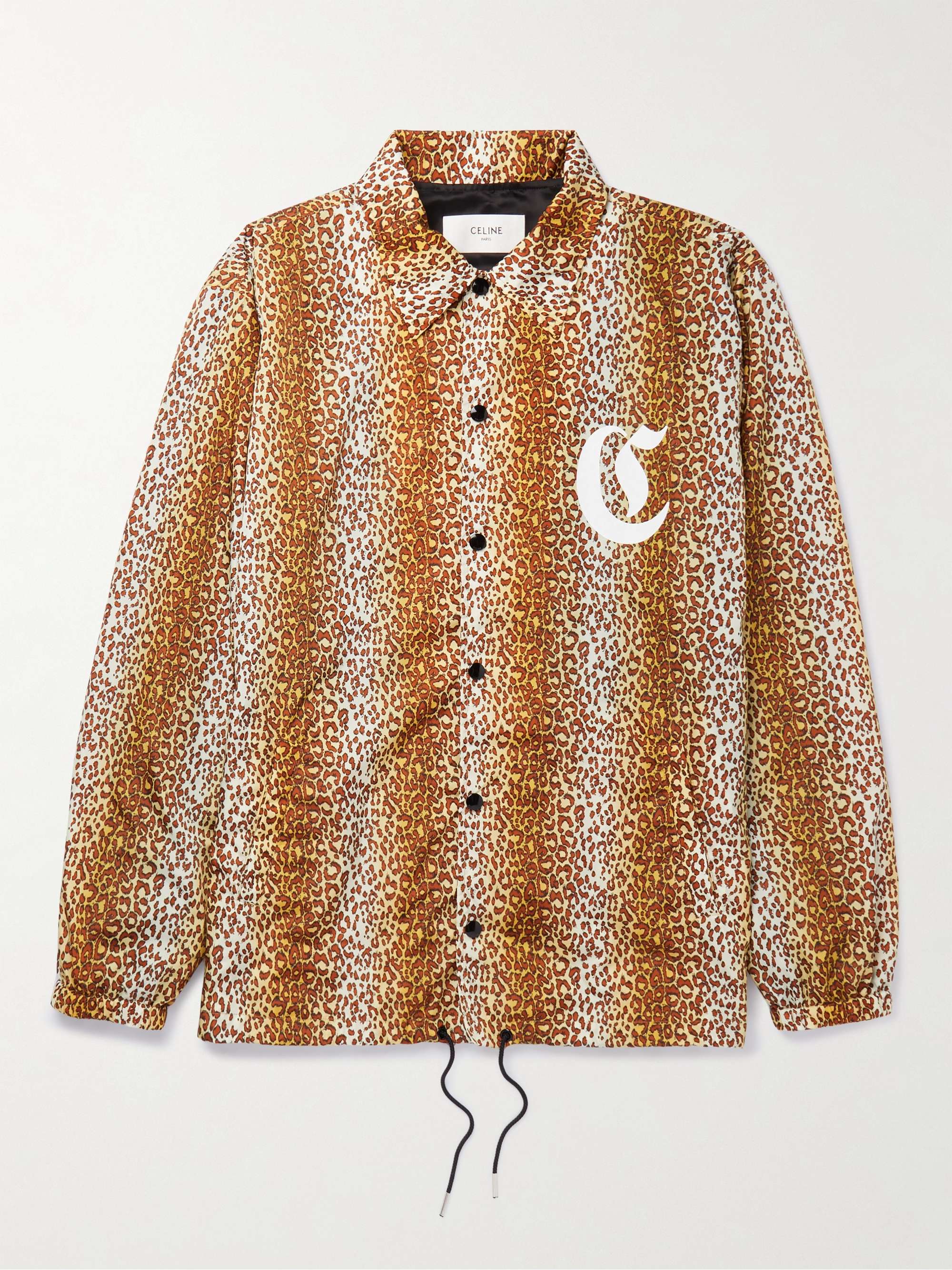 Logo-Print Leopard-Print Shell Coach Jacket