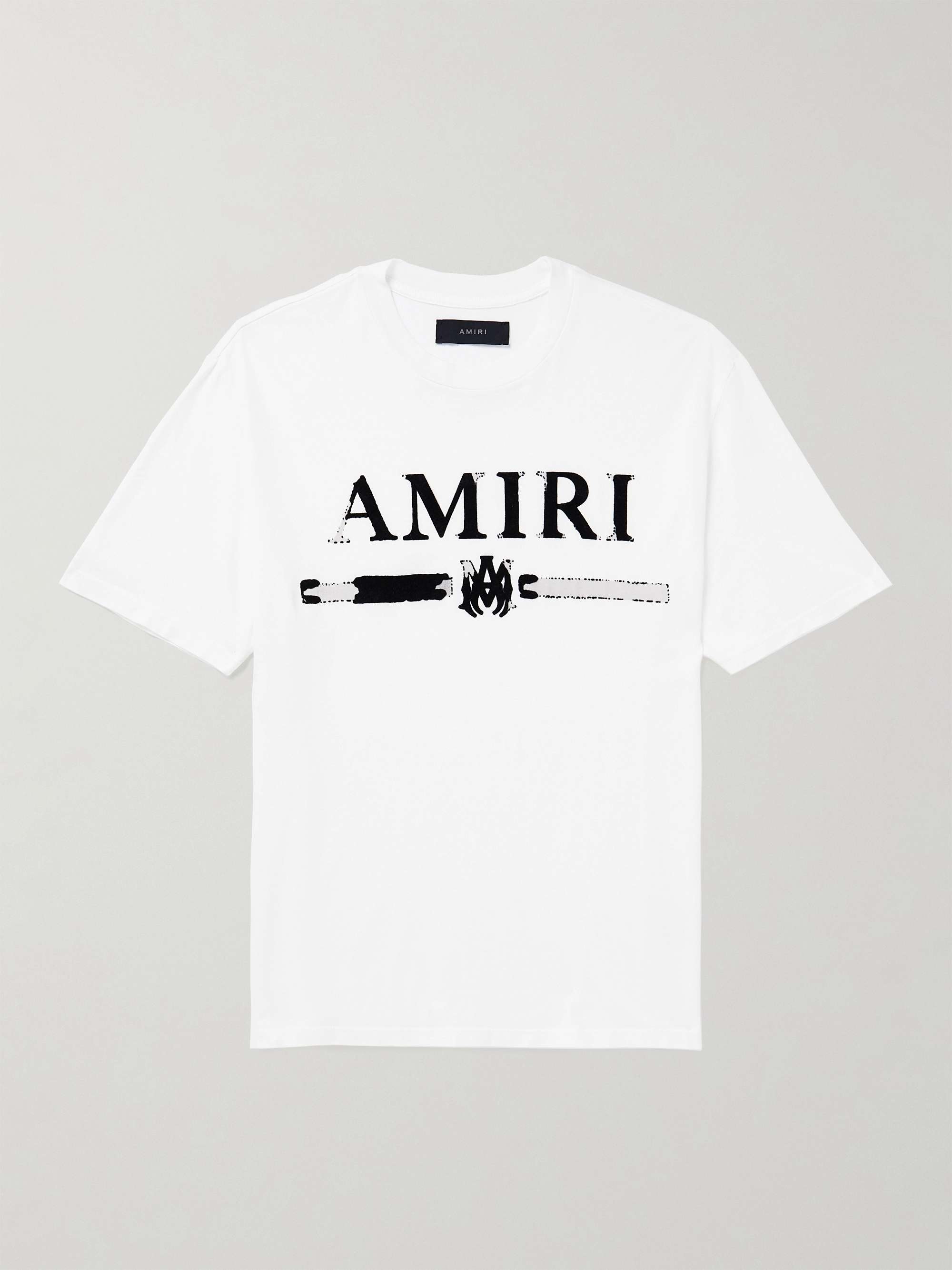 Antagelser, antagelser. Gætte Bagvaskelse høj AMIRI Logo-Flocked Cotton-Jersey T-Shirt for Men | MR PORTER