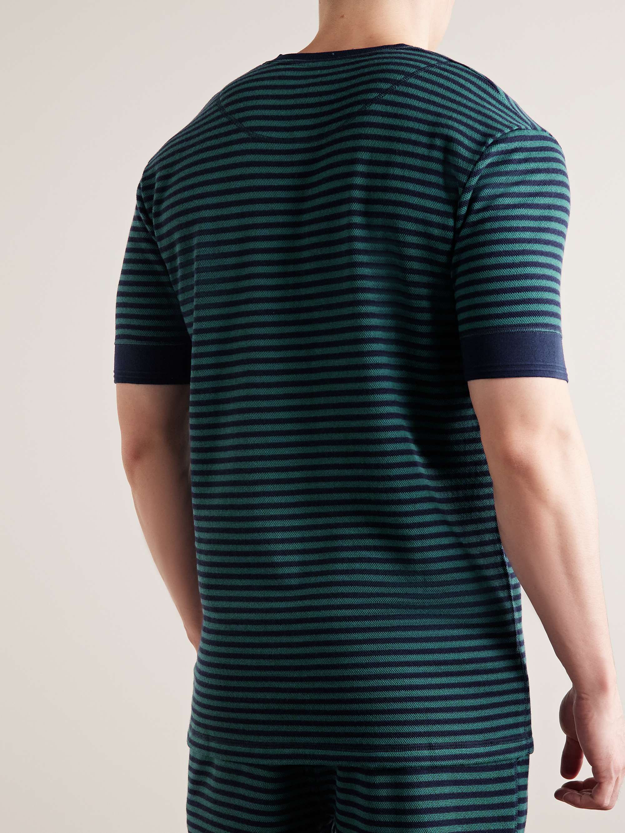 PAUL SMITH Striped Cotton and Modal-Blend Piqué Henley T-Shirt