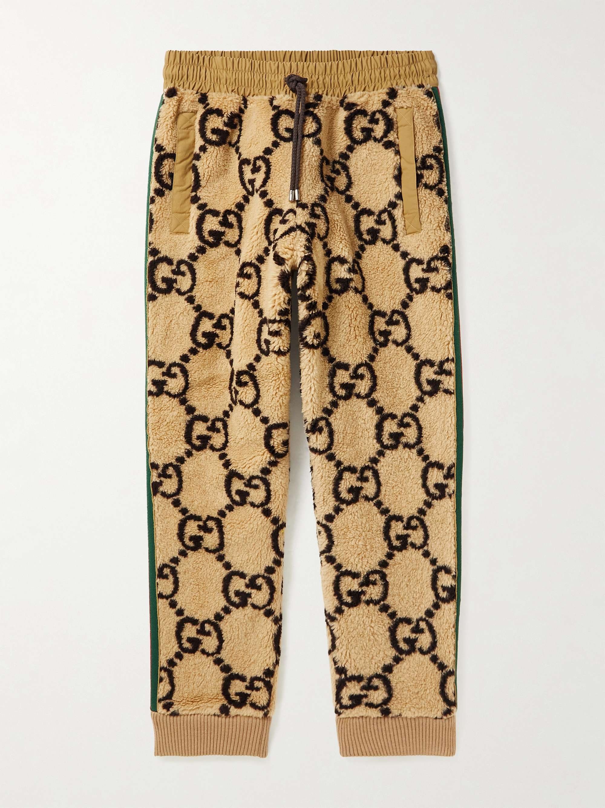 GUCCI Striped Logo-Jacquard Wool-Blend Fleece Sweatpants MR PORTER